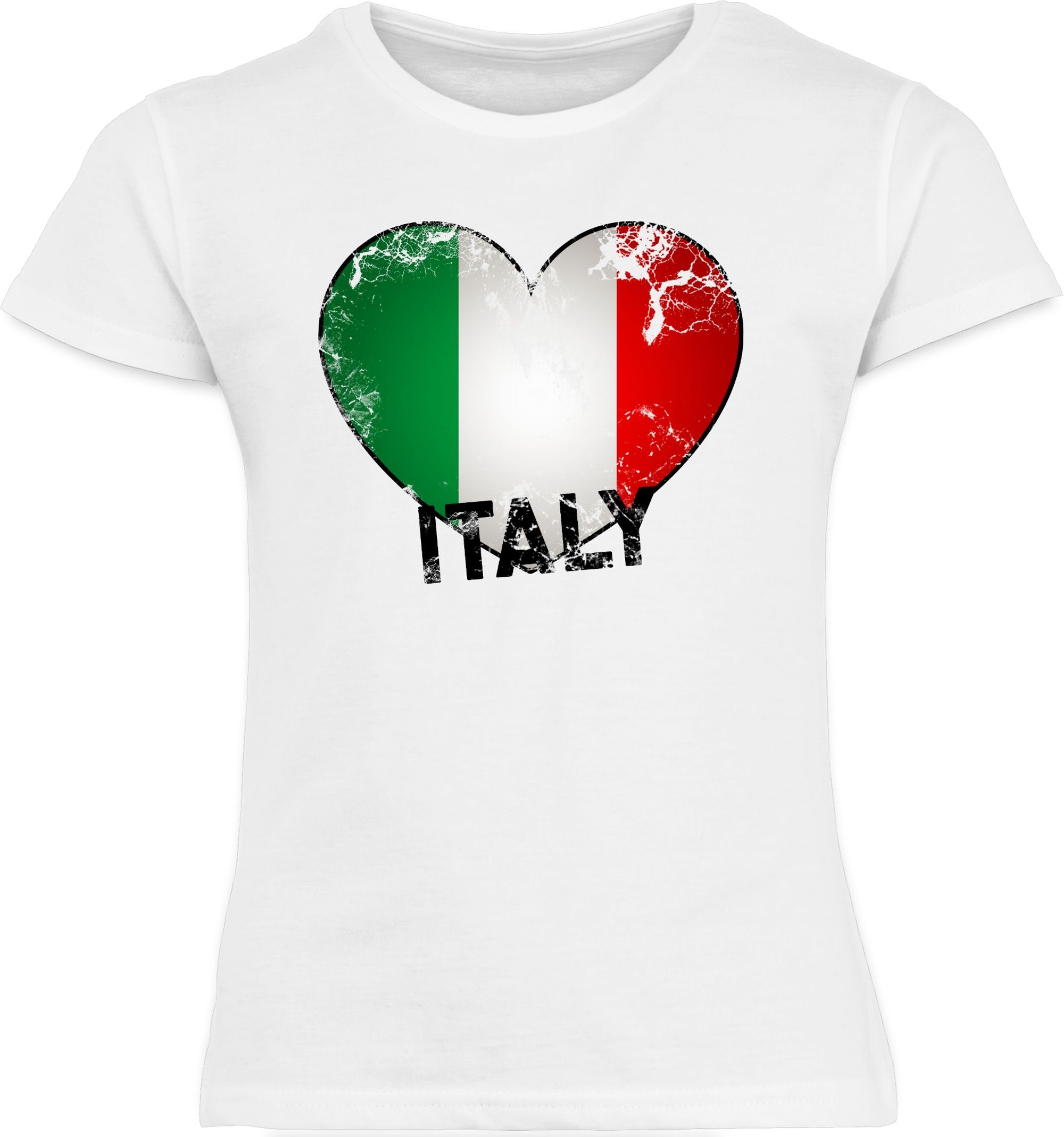 Italien T-Shirt Herz Länder Wappen 1 Vintage Weiß Kinder Shirtracer