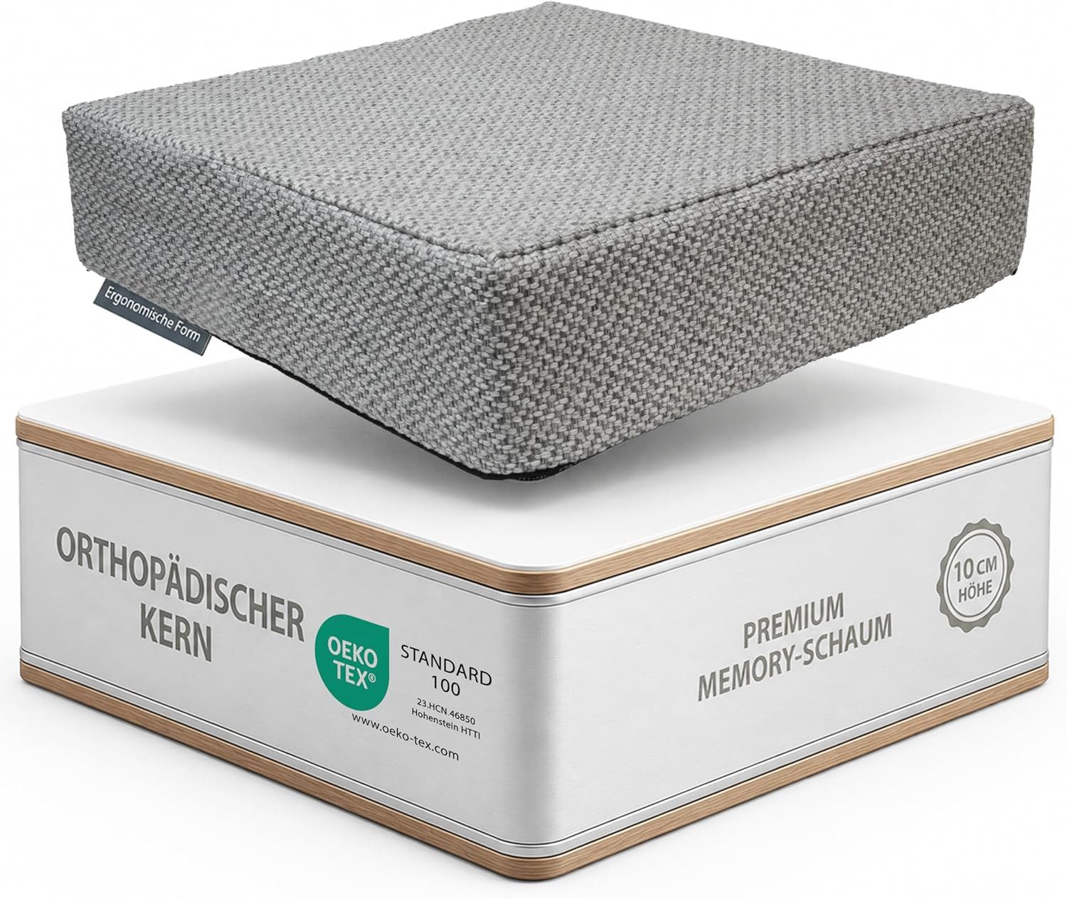 Stoffschmiede Sitzkissen Sitzerhöhung - orthopädisches Sitzkissen mit Memory Foam - 40x40x10cm, Ergonomisches Sitzkissen Stuhl als Sitzerhöhung und Aufstehhilfe