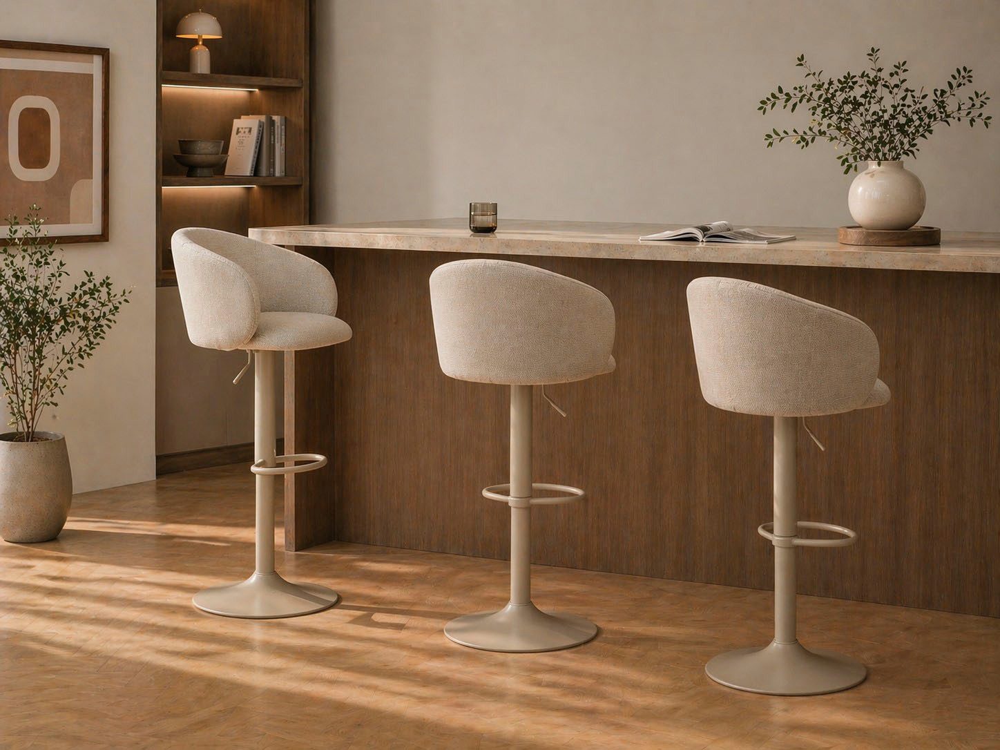 ACTONA GROUP Barhocker Eleanor gepolstert - drehbar & höhenverstellbar, moderne (1 St), Bequemer Barstuhl mit Fußstütze und Drehfunktion im Scandi Stil – Bild 4 von 5