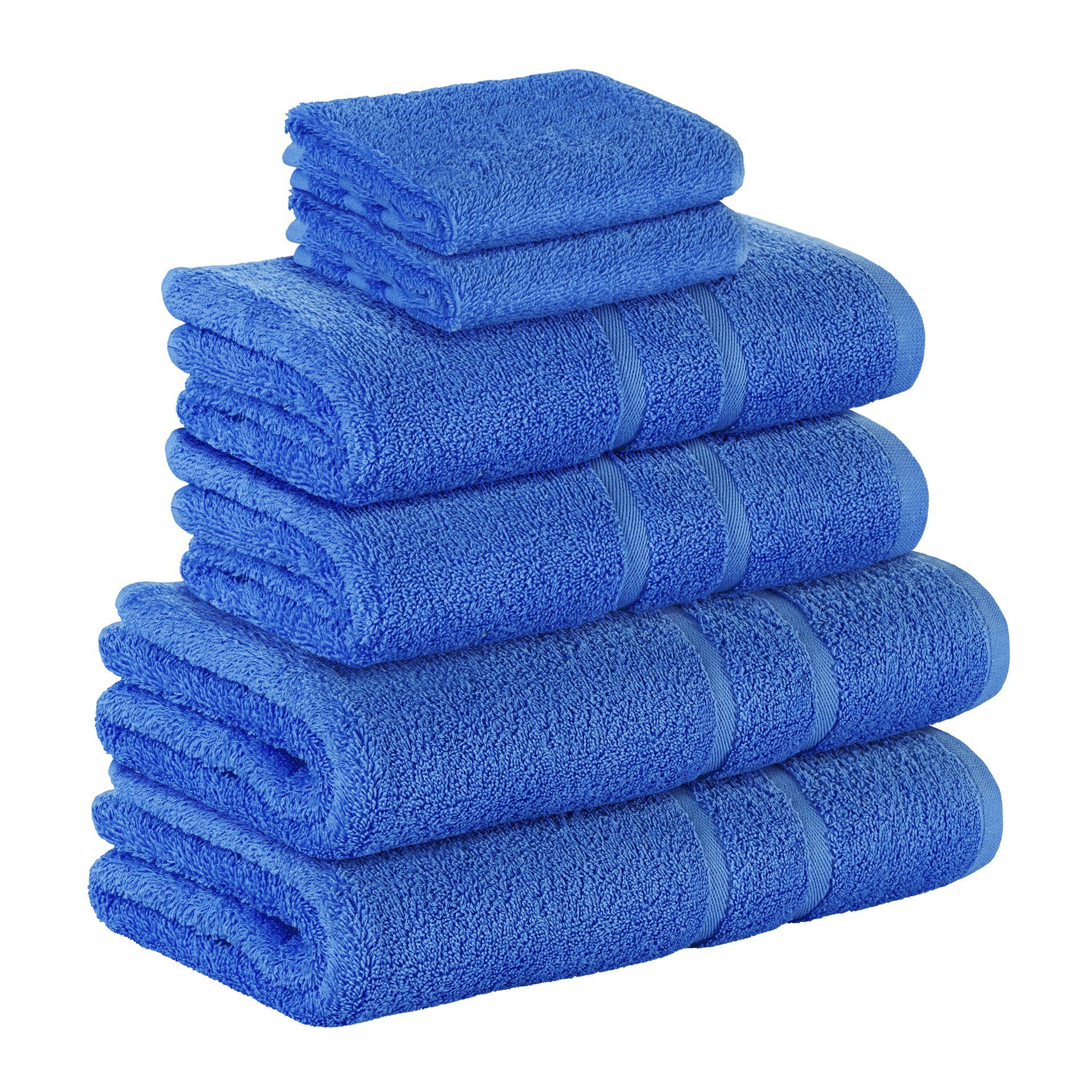 StickandShine Handtuch Set 2x Gästehandtuch 2x Handtücher 2x Duschtücher als SET in verschiedenen Farben (6 Teilig) 100% Baumwolle 500 GSM Frottee 6er Handtuch Pack, 100% Baumwolle 500GSM Blau