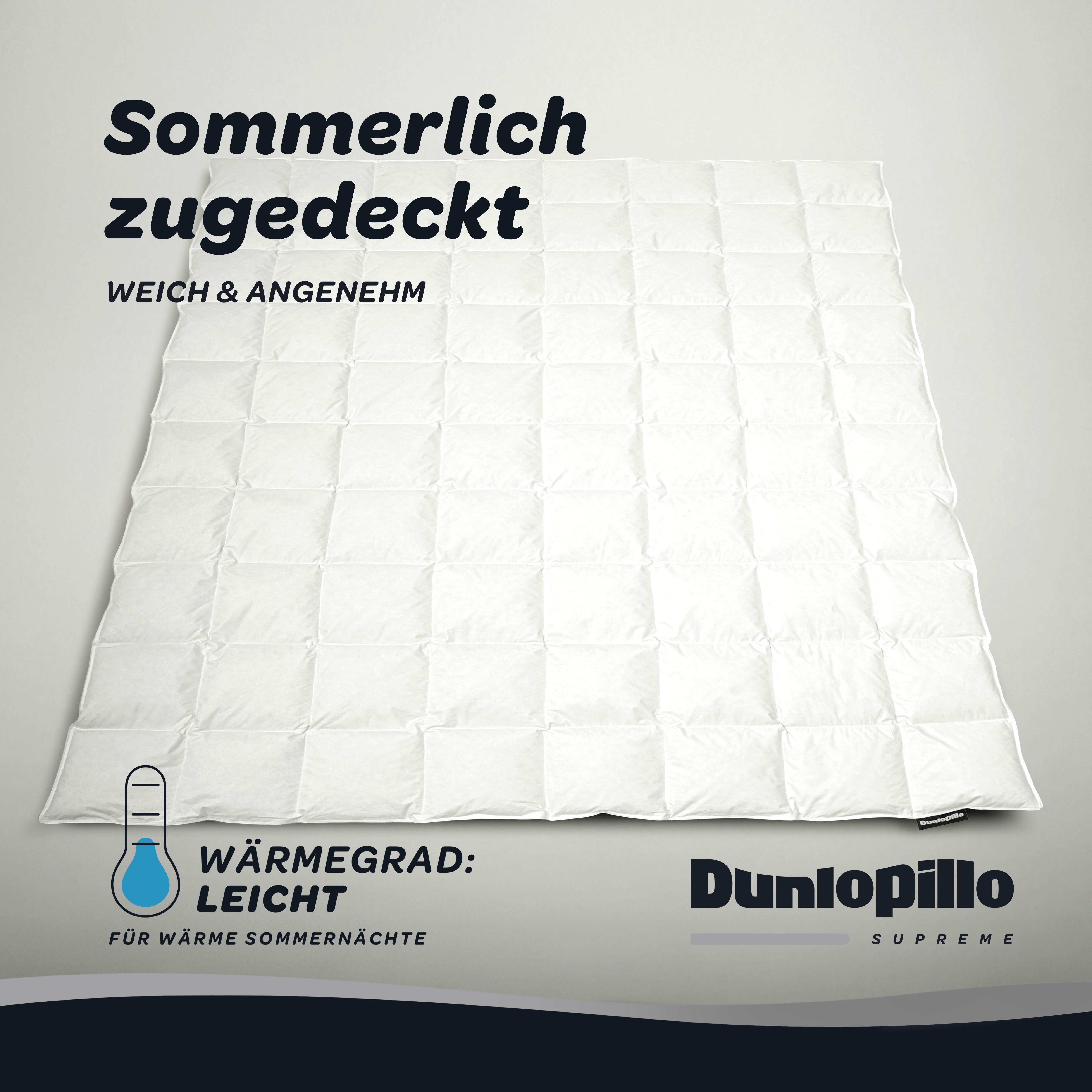 Dunlopillo Gänsedaunenbettdecke Dunlopillo Supreme, "NEUHEIT" 135x200 & 155x220 cm, Füllung: 80% Gänsedaunen & 20% Gänsefedern, Bezug: 100% Baumwoll-Batist, Hergestellt in Deutschland & Downpass zertifiziert
