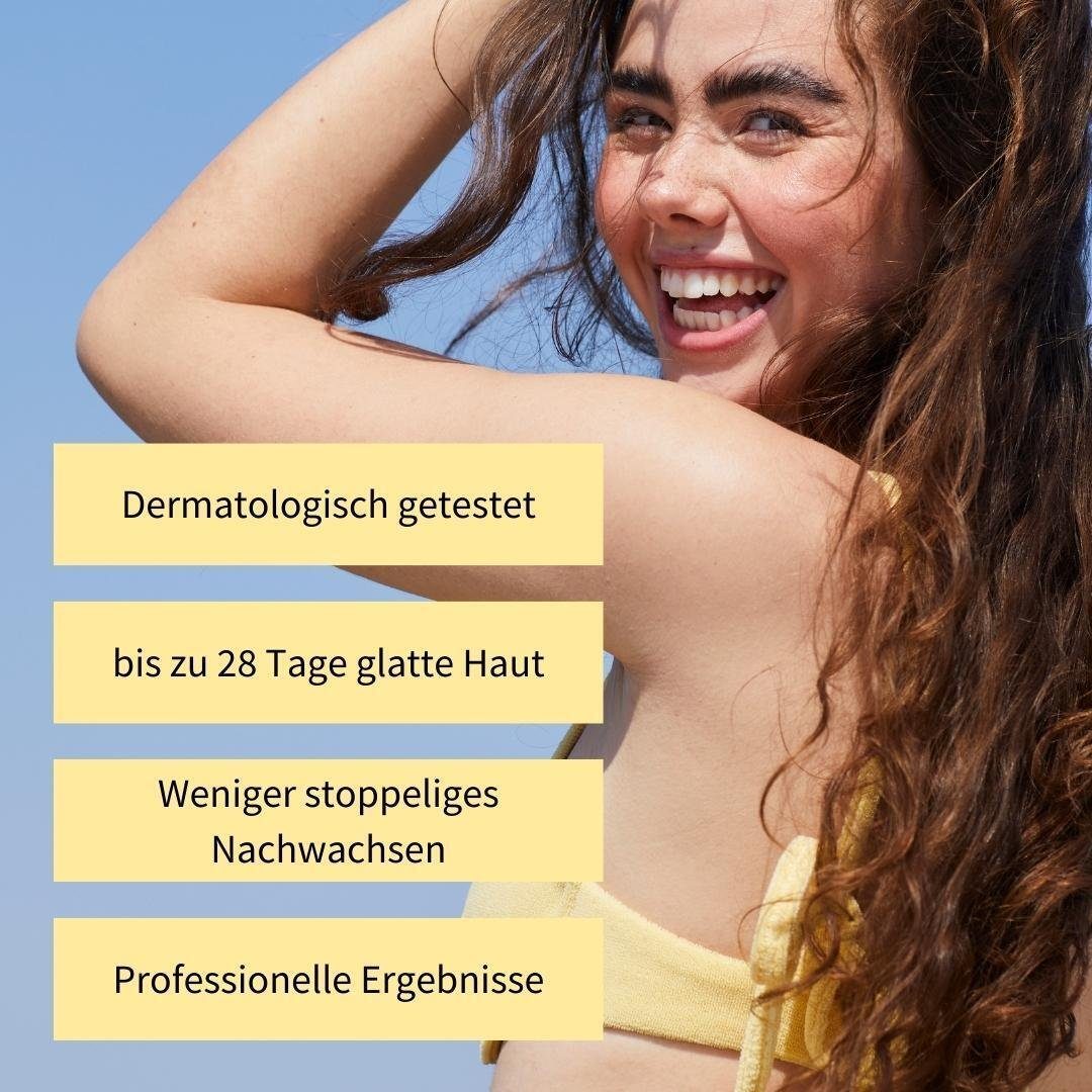 fleeky Enthaarungswachs Mikrowellen Wax Kit, inkl.Holzspatel, Sanftes Warmwachs für gründliche Haarentfernung an Gesicht & Körper