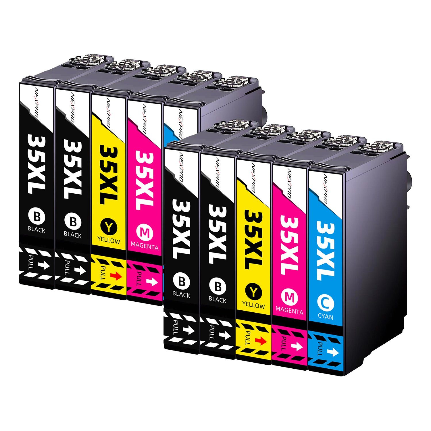 NEXPRO 10er 35 XL Druckerpatronen für EPSON WF-4730 DTWF WF-4735 WF-4740 Tintenpatrone (Packung, Epson 35 XL Druckerpatronen schwarz/magenta/cyan/yellow)