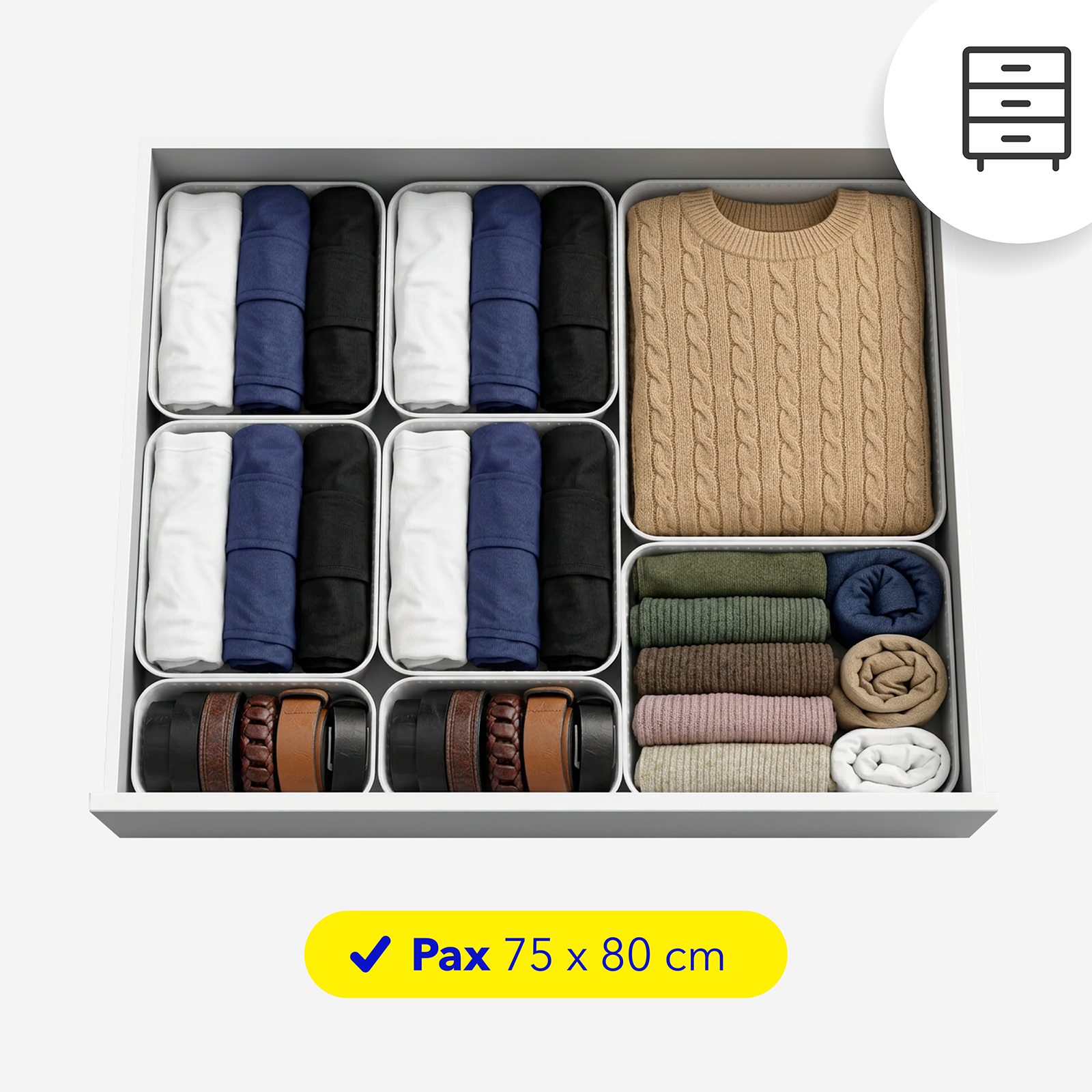 ROTHO Organizer WOP Organizer Set 8er XS bis XL für Schubladen und Schrank, Modulares Ordnungssystem für Schubladen und Kommoden