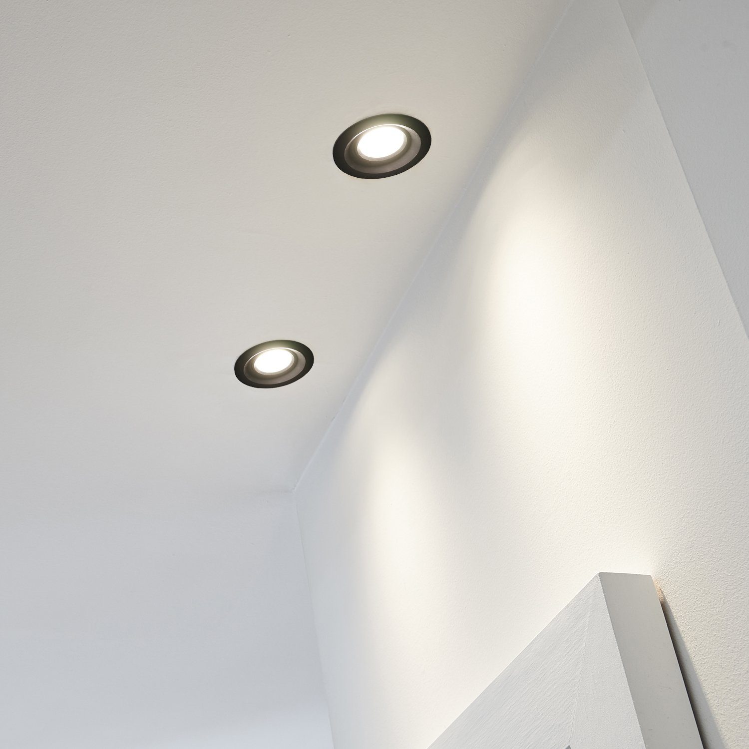 LEDANDO LED Einbaustrahler 10er LED Einbaustrahler Set Schwarz mit LED GU10 Markenstrahler von LE | Strahler