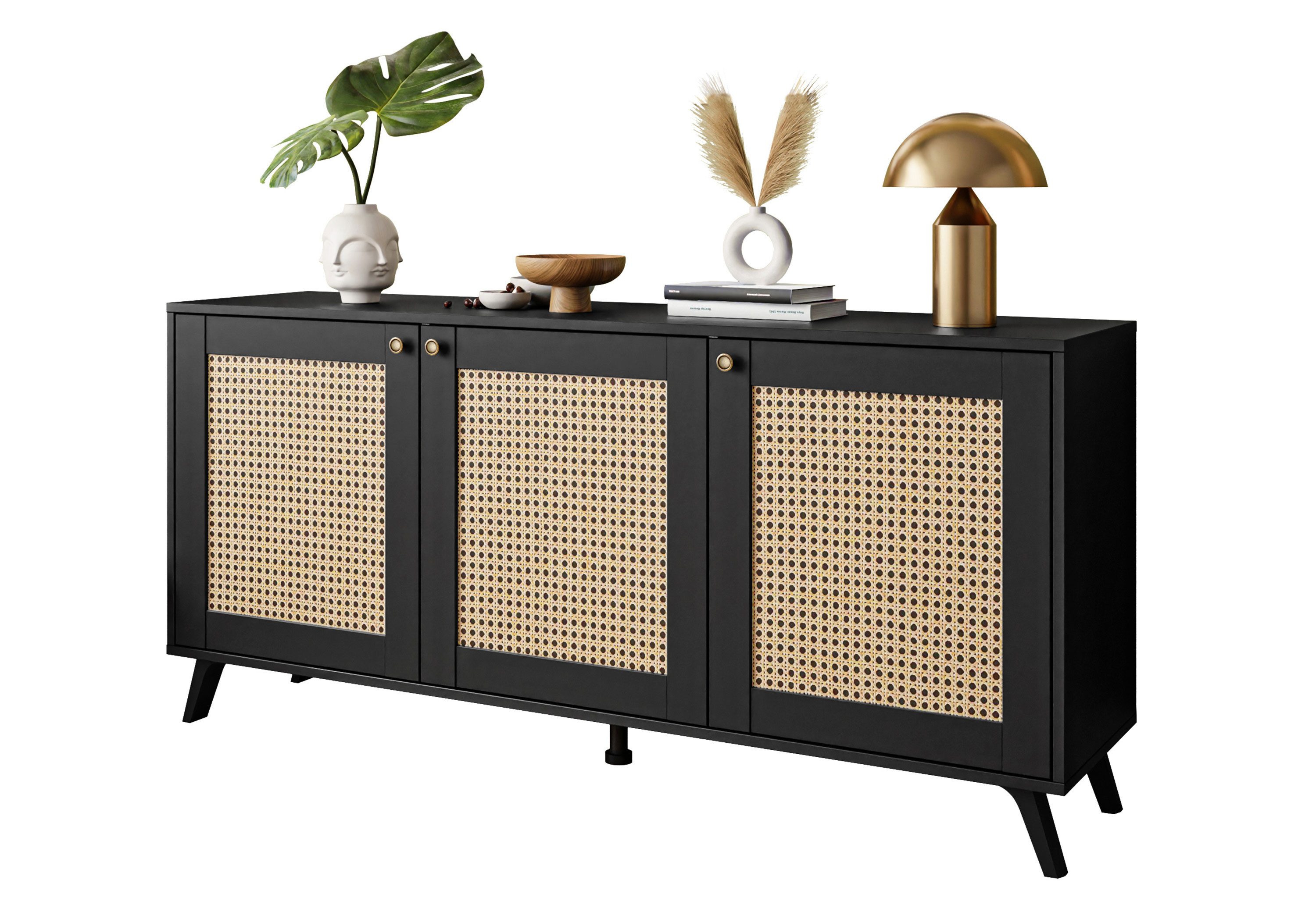 Lookway Kommode VIENNA 3D mit Wiener Geflechtimitation und drei Türen, 154x72/79x40 cm