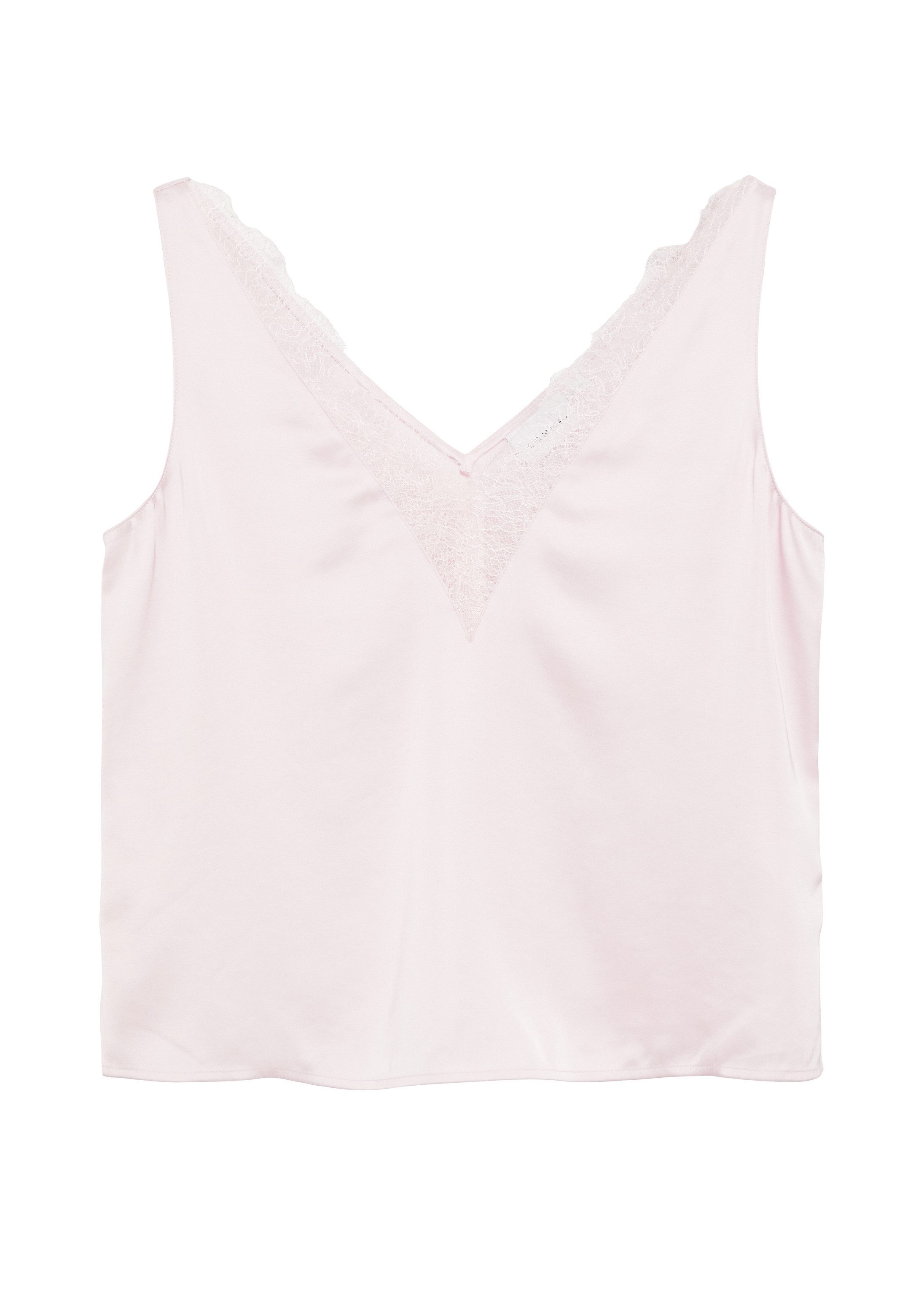 comma Blusentop Bluse Satintop mit Spitze