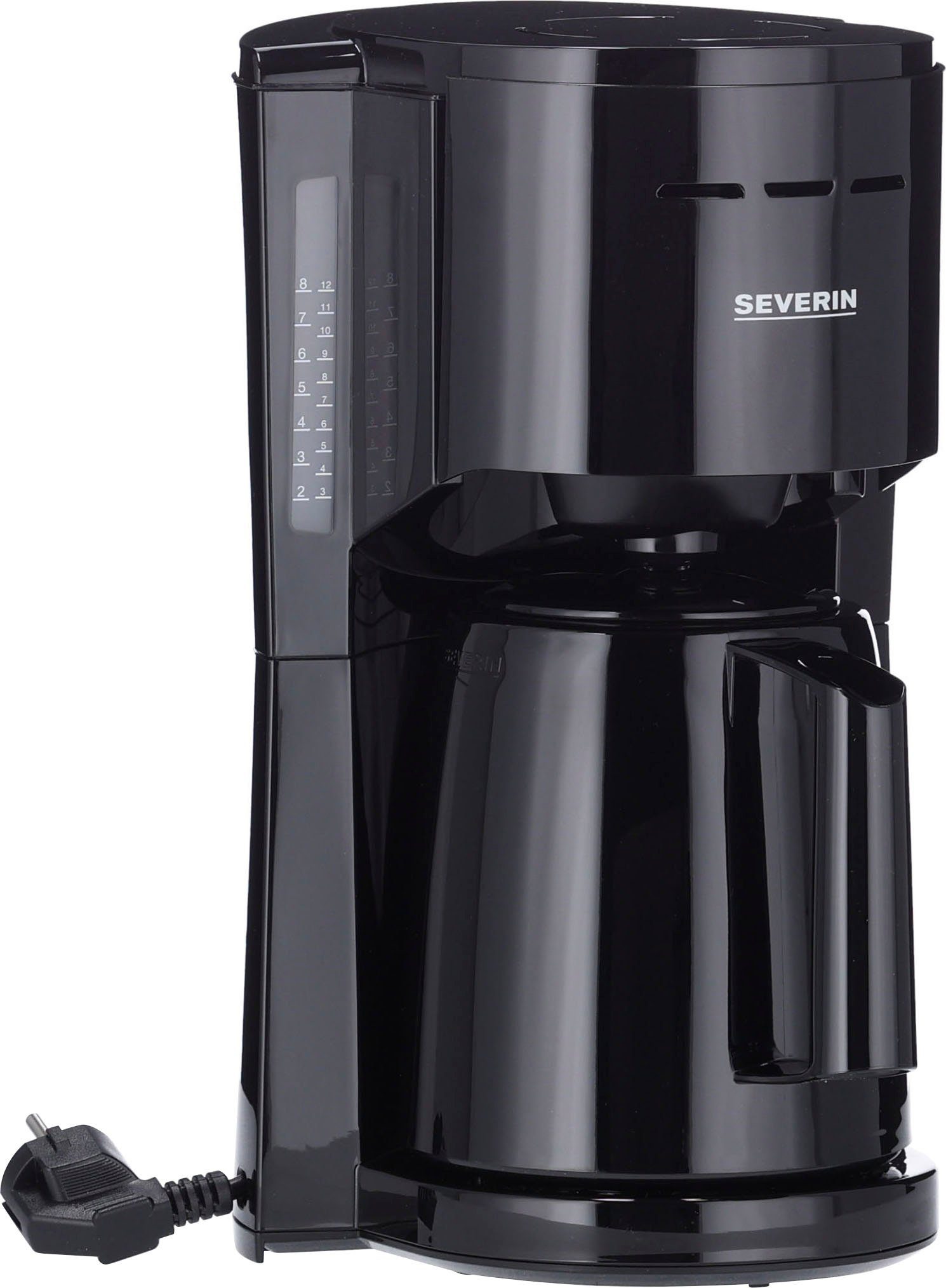 Severin Filterkaffeemaschine KA 9306, 1l Kaffeekanne, Papierfilter 1x4, Thermokanne mit Durchbrühdeckel schwarz