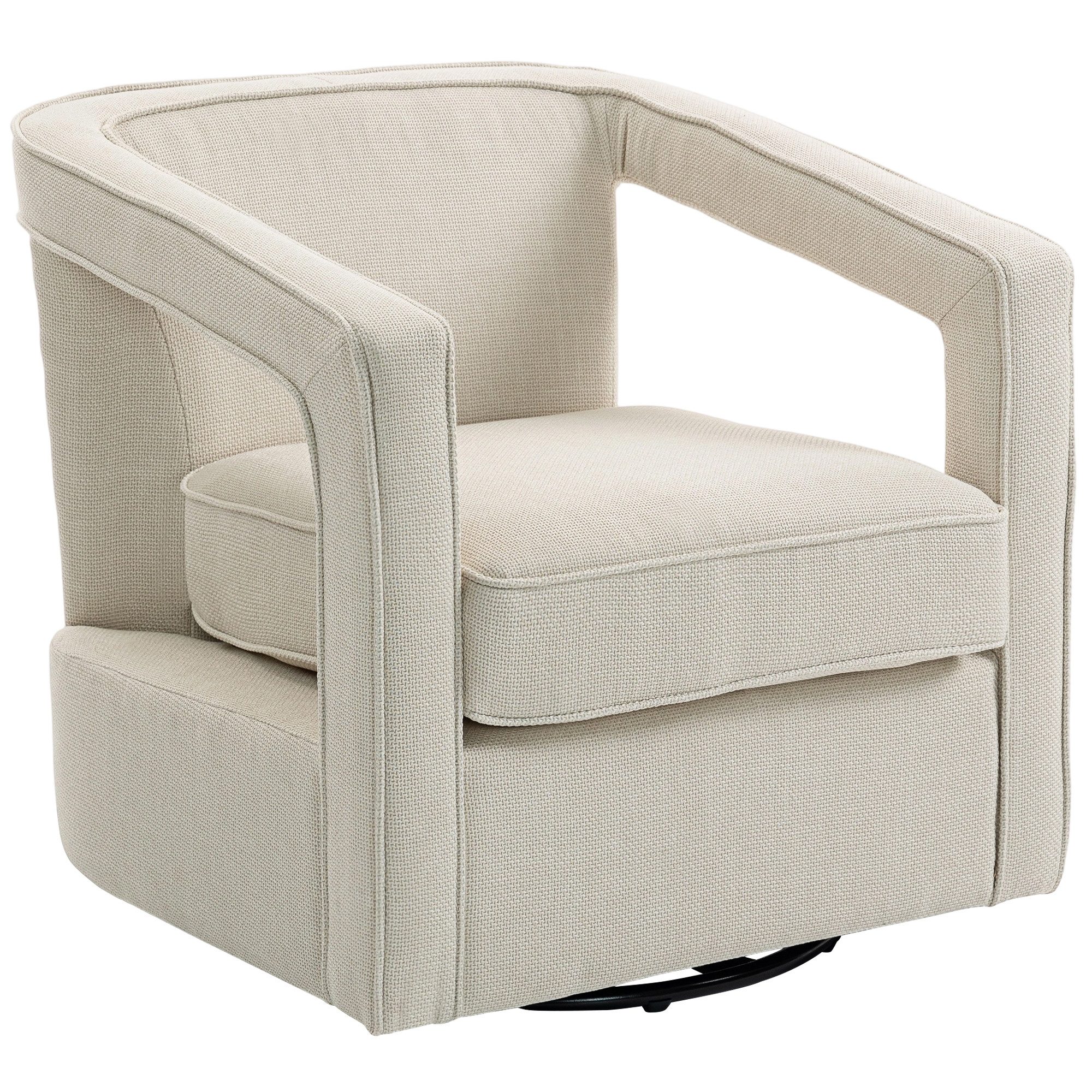 HOMCOM Sessel 360°-Drehung (Relaxsessel, 1-St., Gepolsterter Armlehnstuhl), für Wohnzimmer, Schlafzimmer, Beige