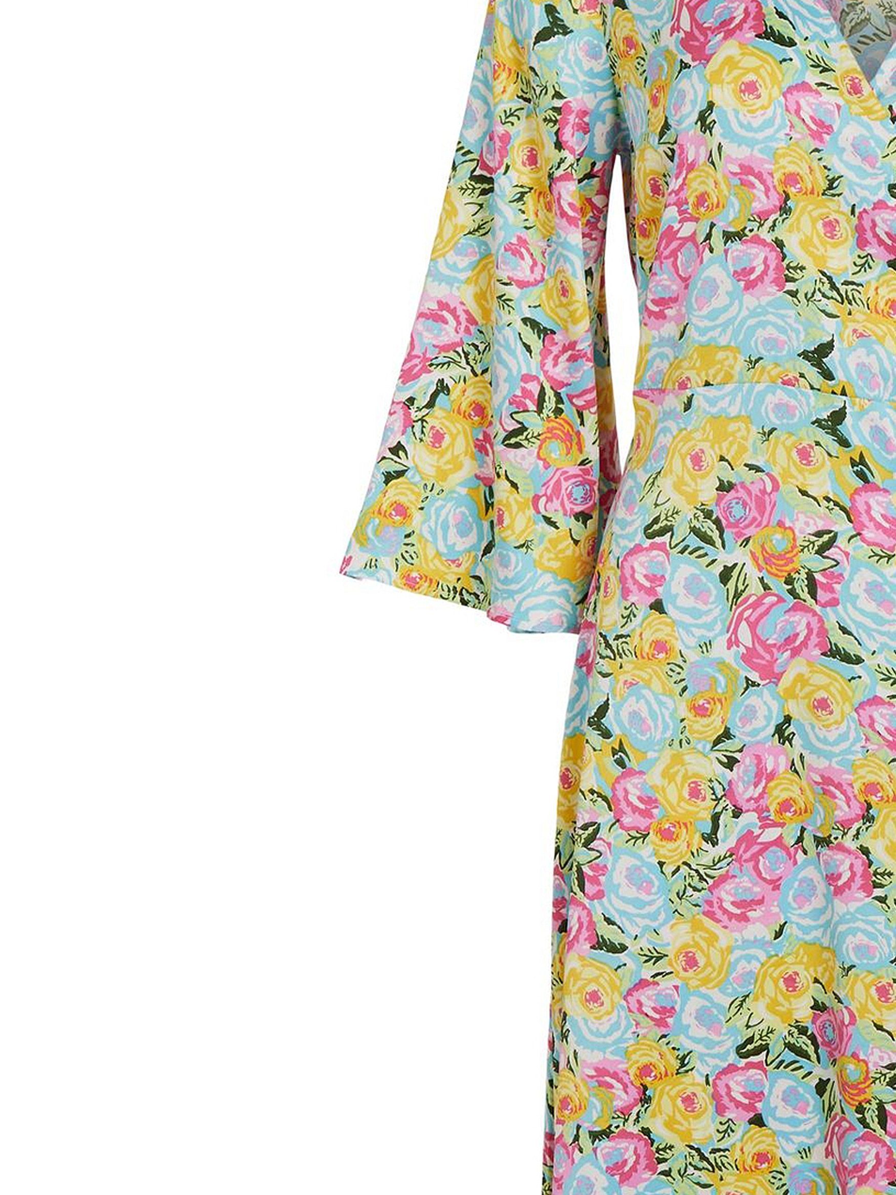 Vila Shirtkleid Legeres Blusenkleid mit Kimono Ärmel Midi Dress VISUNA (knielang) VISUNA V-NECK 3/4 MIDI DRESS/DC/SU