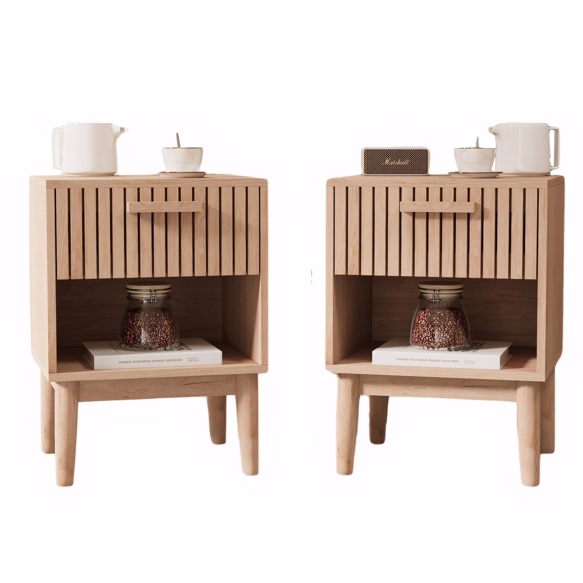 FUROKOY Nachttisch aus Holz, Nachtschrank für günstig online kaufen