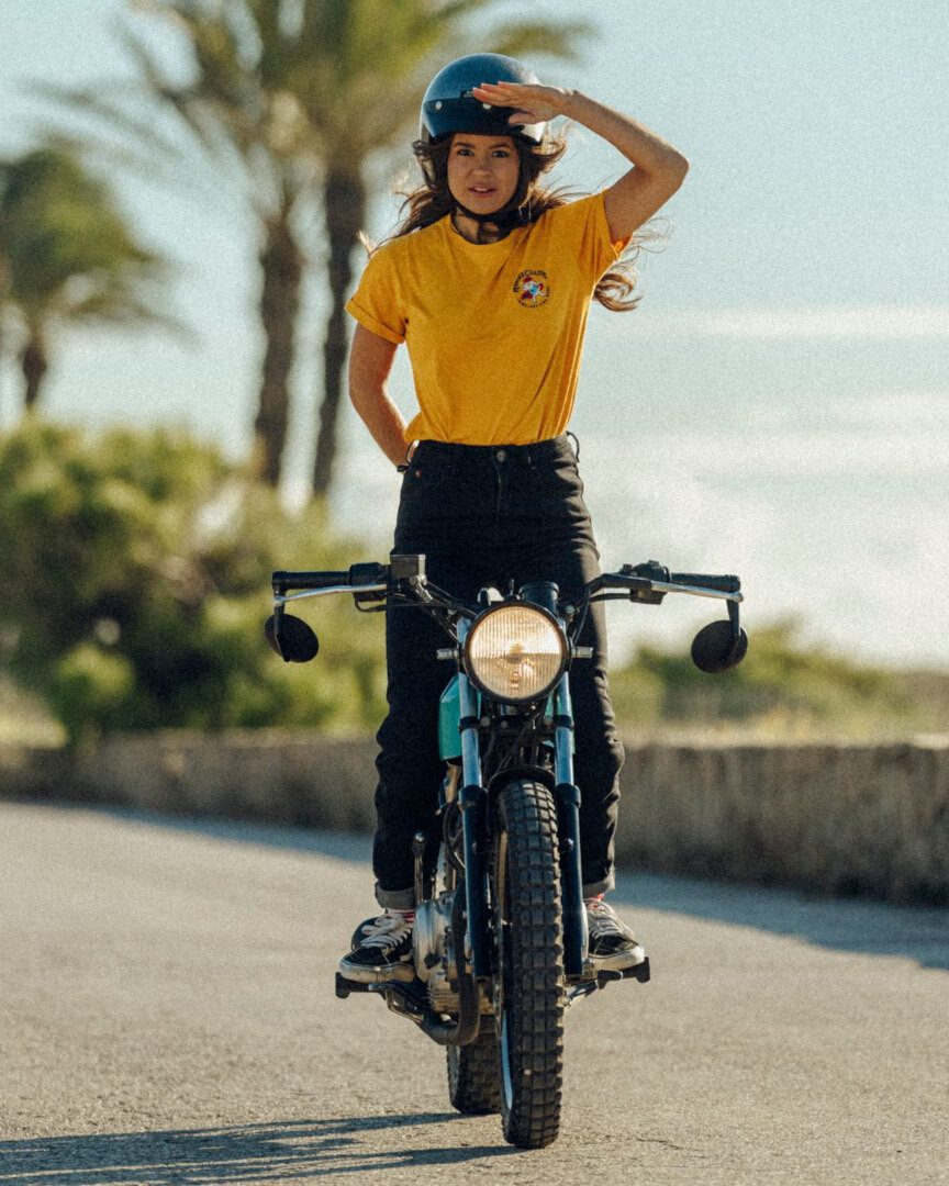 Riding Culture Motorradhose High Waist Damen Motorrad Jeans Knieprotektoren enthalten