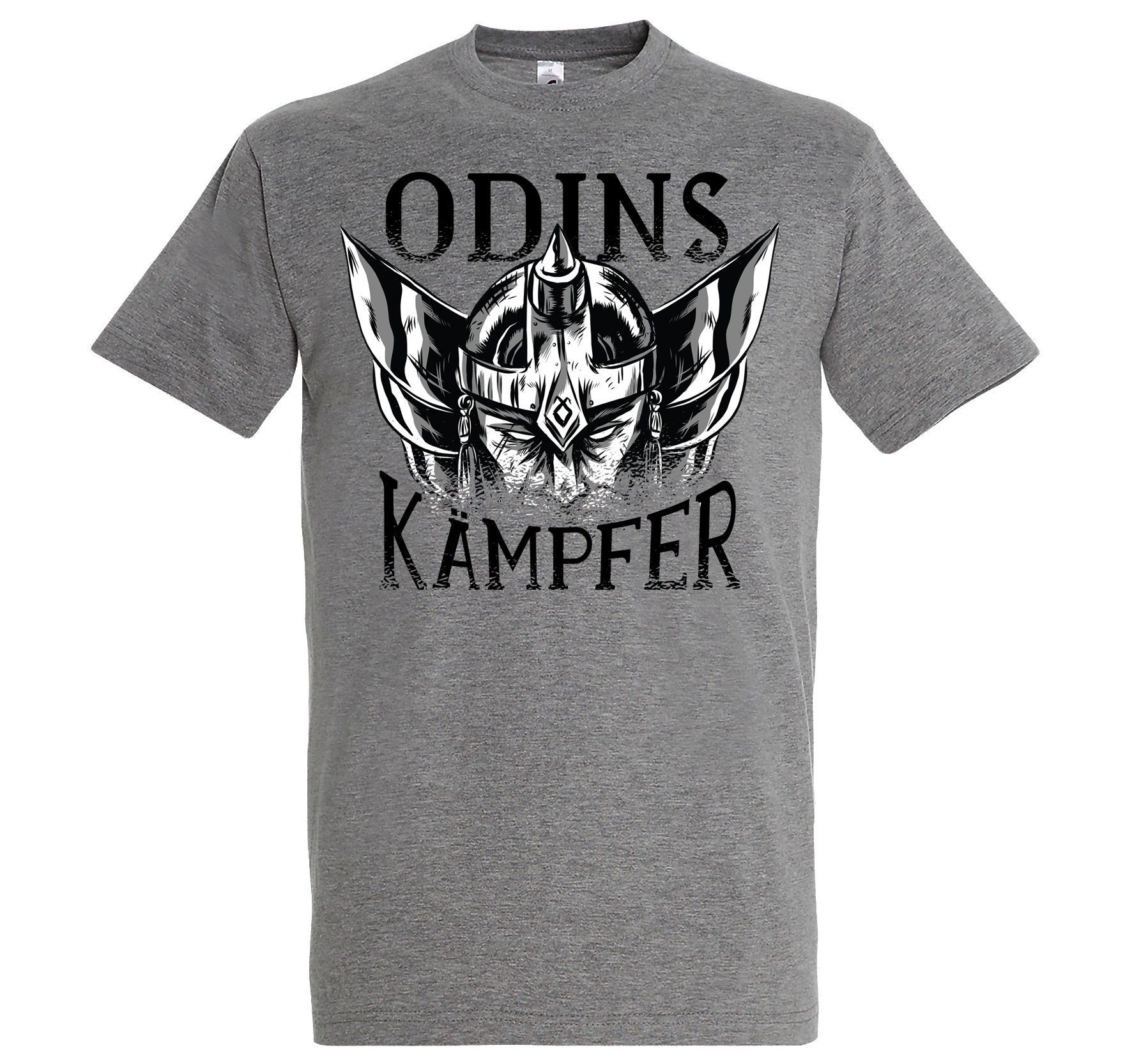 T-Shirt Odins Frontdruck Kämpfer T-Shirt Designz Herren Youth mit Trendigem Grau