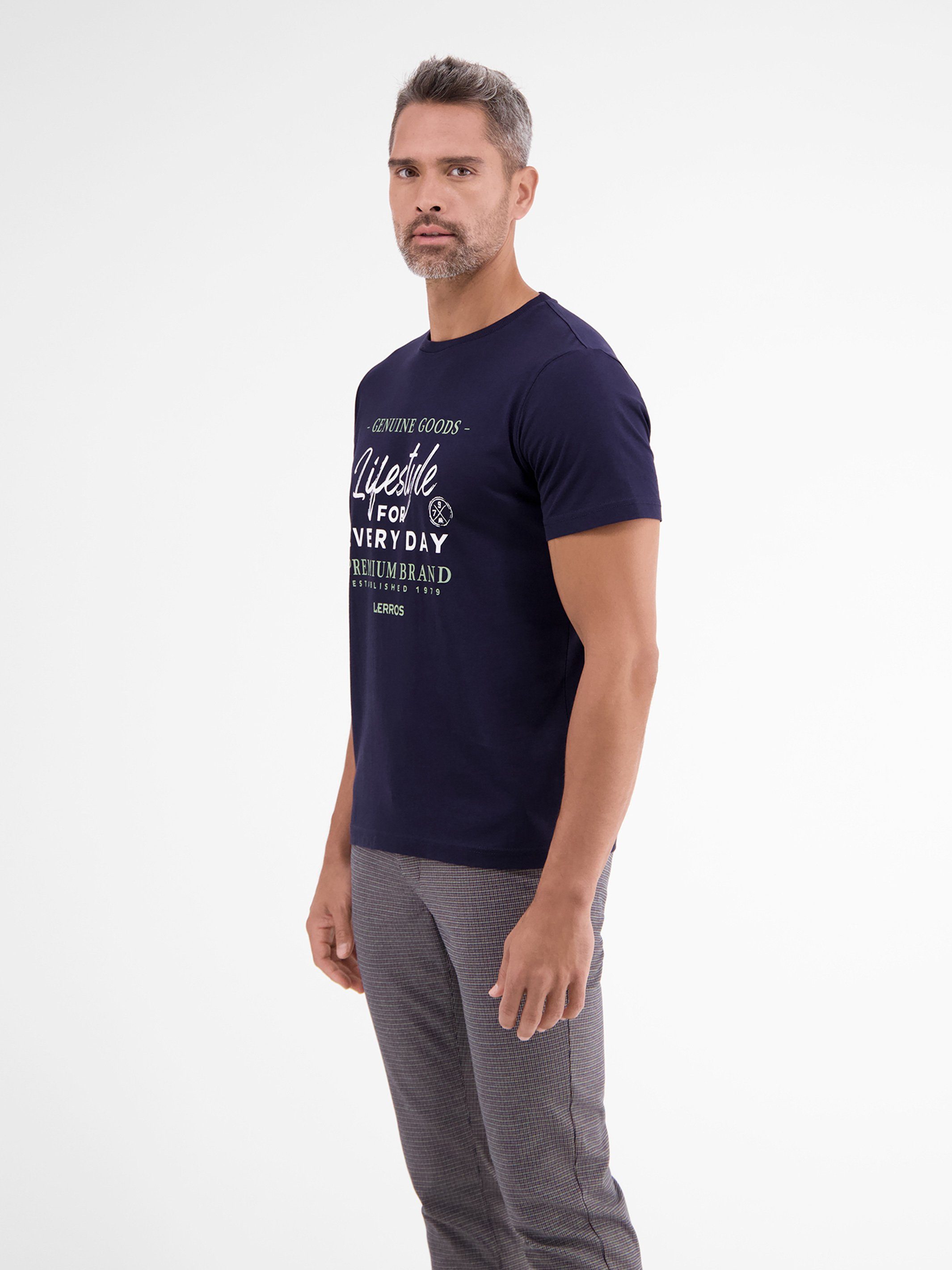 LERROS T-Shirt mit NAVY T-Shirt Frontprint LERROS