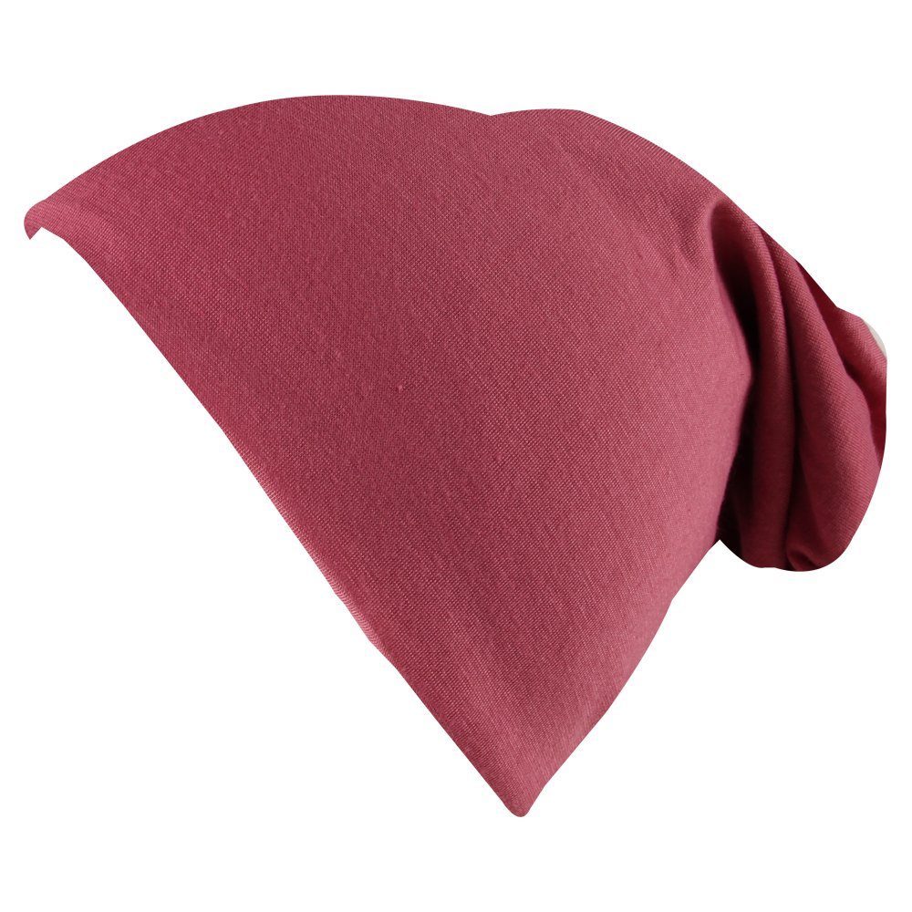 Goodman Design Jerseymütze Long Slouch Beanie Mütze Doppellagig Soft Touch Rosa