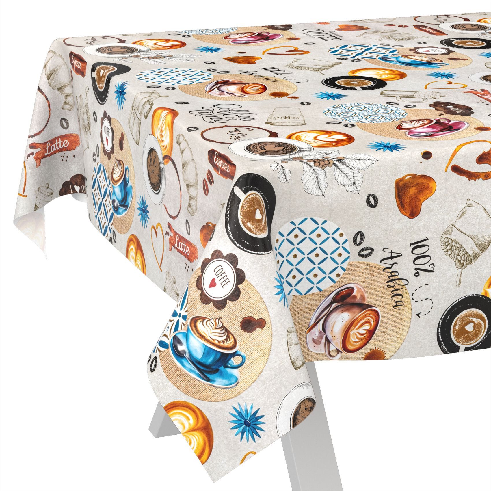 ANRO Tischdecke Wachstuch abwaschbar Coffee Time Tischwäsche (Einzelstück 1 günstig online kaufen
