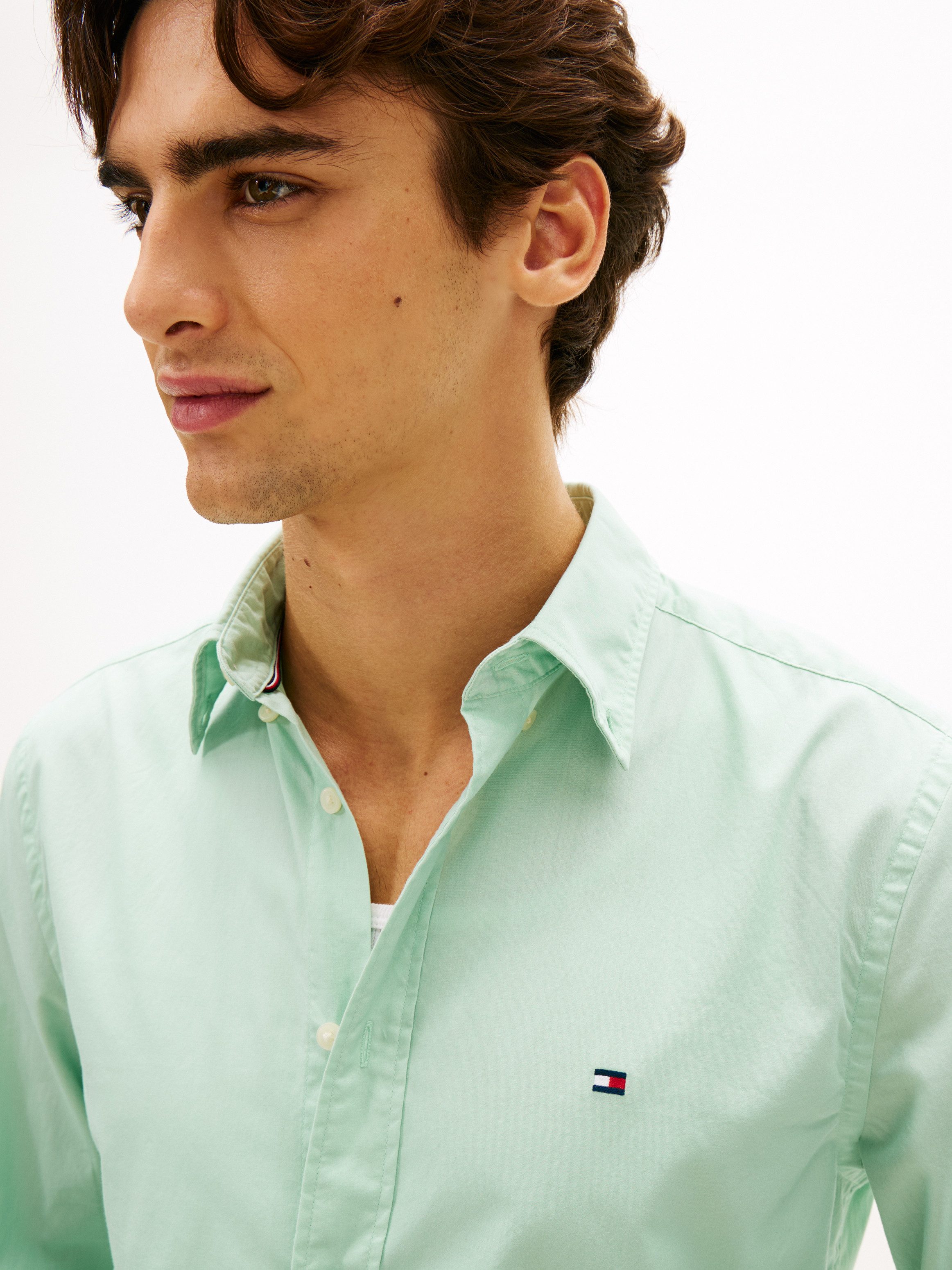 Tommy Hilfiger Businesshemd FLEX POPLIN SOLID unifarben, klassisch, regular fit, Baumwolle, Button-down-Kragen