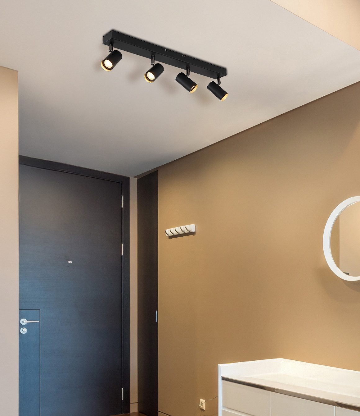 GLOBO LIGHTING Deckenspot ESTE, LED fest integriert, Warmweiß, Schwenkbarer Strahler schwarz matt mit LED 4x 21W