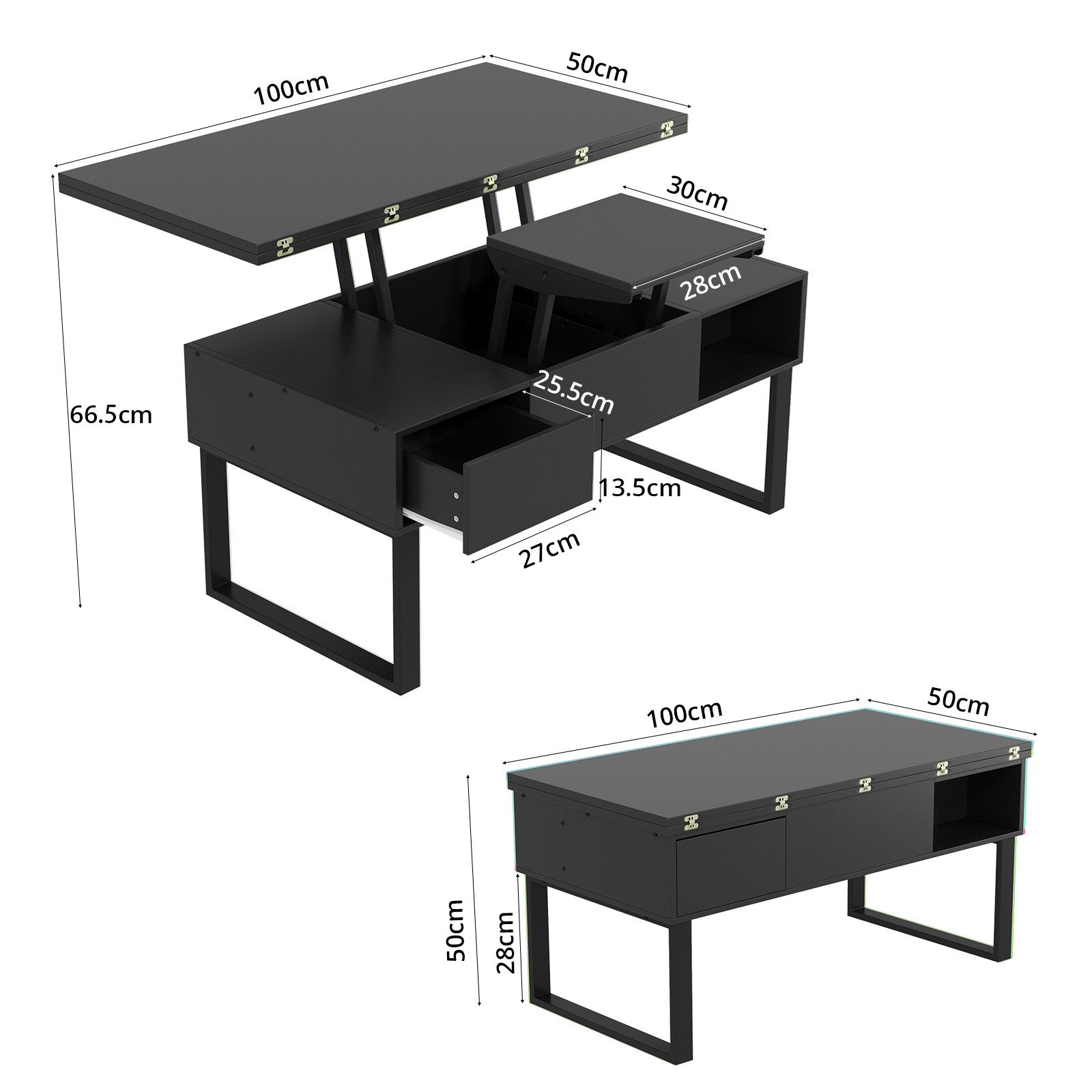 VOWNER Couchtisch 3-in-1-Multifunktions-Wohnzimmertisch, Höhenverstellbar, günstig online kaufen