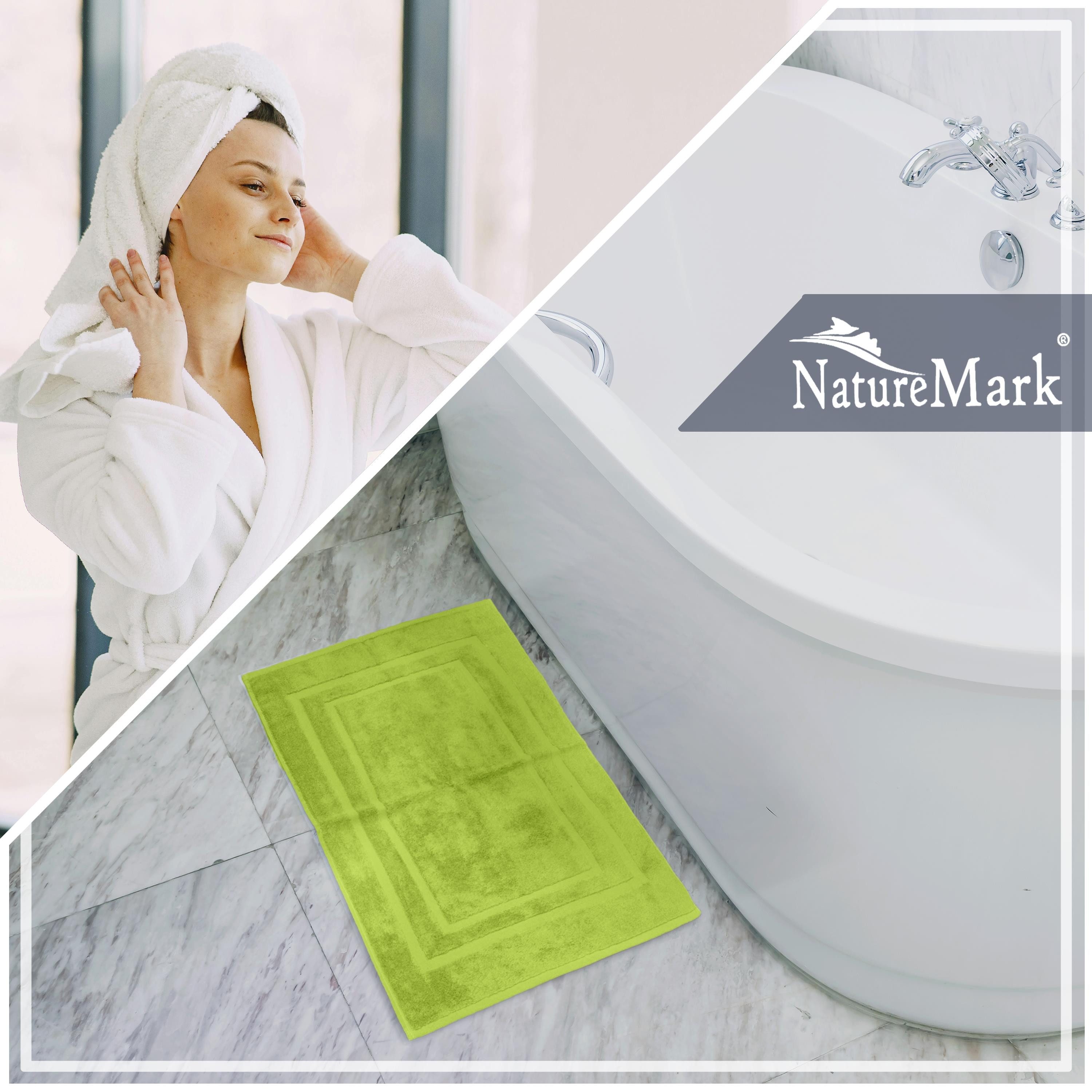 NatureMark Badematte 2er-Set Badvorleger 50x80cm, strapazierfähig, Baumwolle, rechteckig, Badematte 2-tlg., Duschmatte Duschvorleger, Premium Qualität, 50x80cm, – Bild 4 von 5
