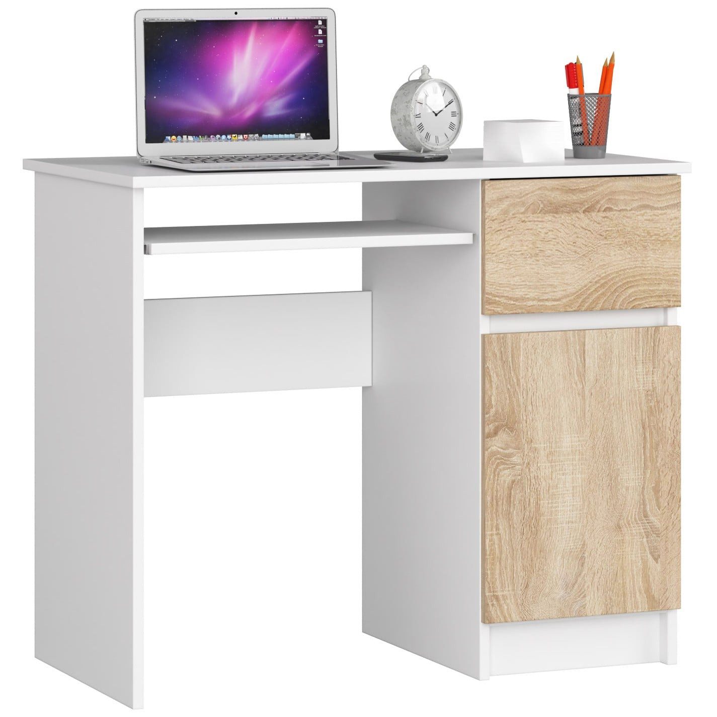 Raumhirsch Furniture Schreibtisch 90 cm Breite - Computertisch 90 cm Breite - Optimale Arbeitsfläche, Hochwertiges Laminat, Stauraum, elegantes Design, Selbstmontage