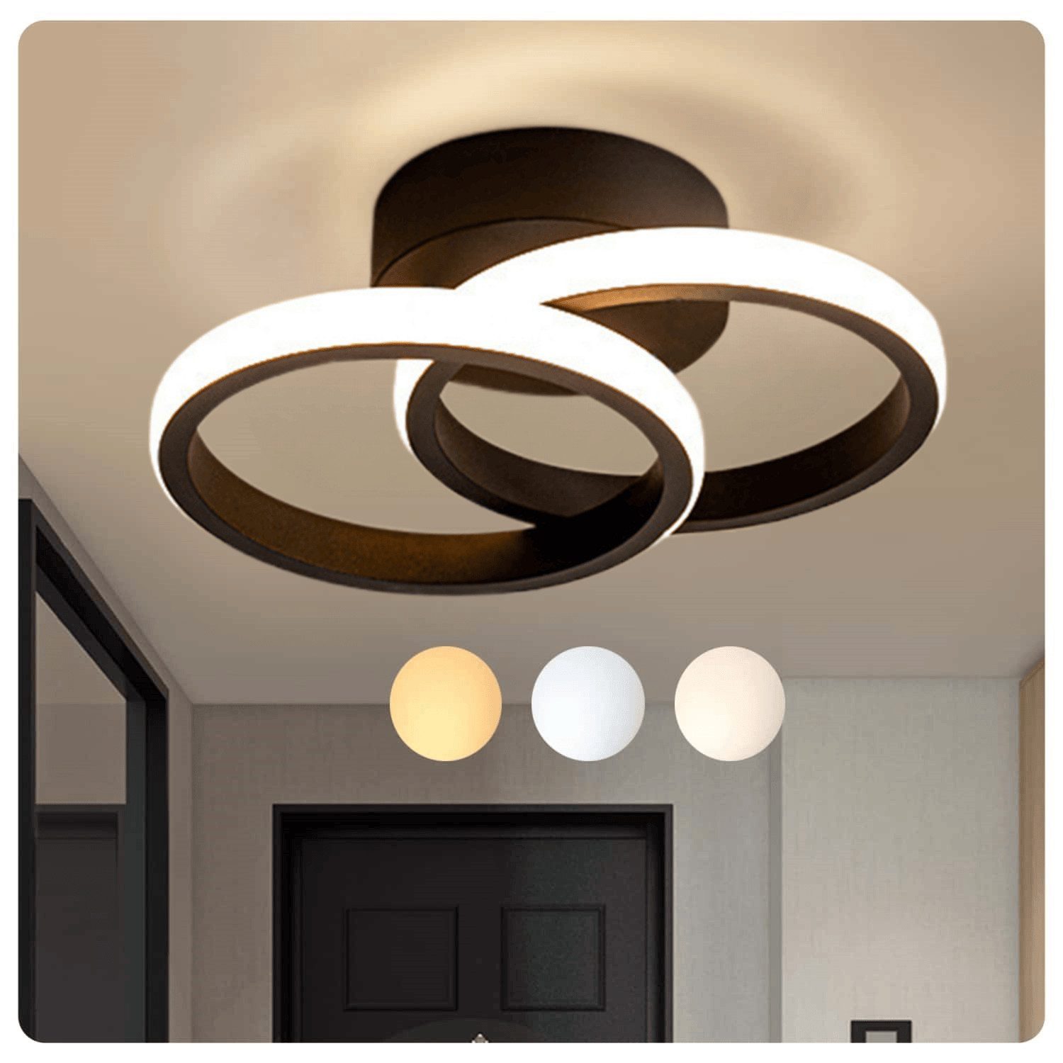 Forrlite Deckenleuchten LED Dimmbar Deckenleuchte 3-Farbige Decken-Lampe, LED fest integriert, Warmweiß, Neutralweiß, Kaltweiß, Wohnzimmer Flur Eingang