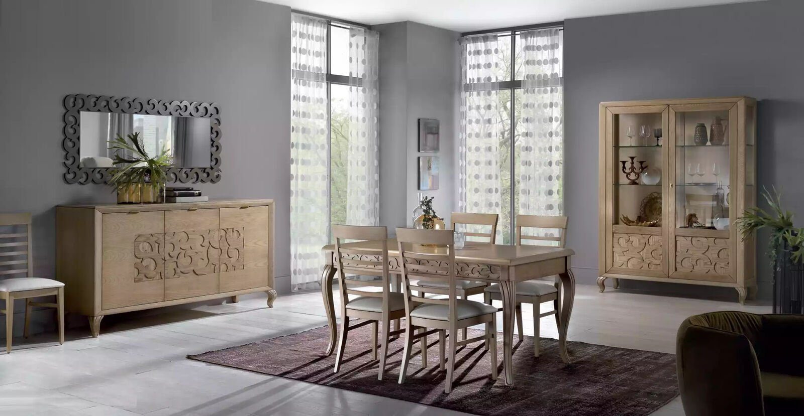 Design in Stühle JVmoebel Holz Gruppe, Italy (5-St), Essgruppe Made 5tlg Esszimmer Tische Set Tisch Esszimmer-Set
