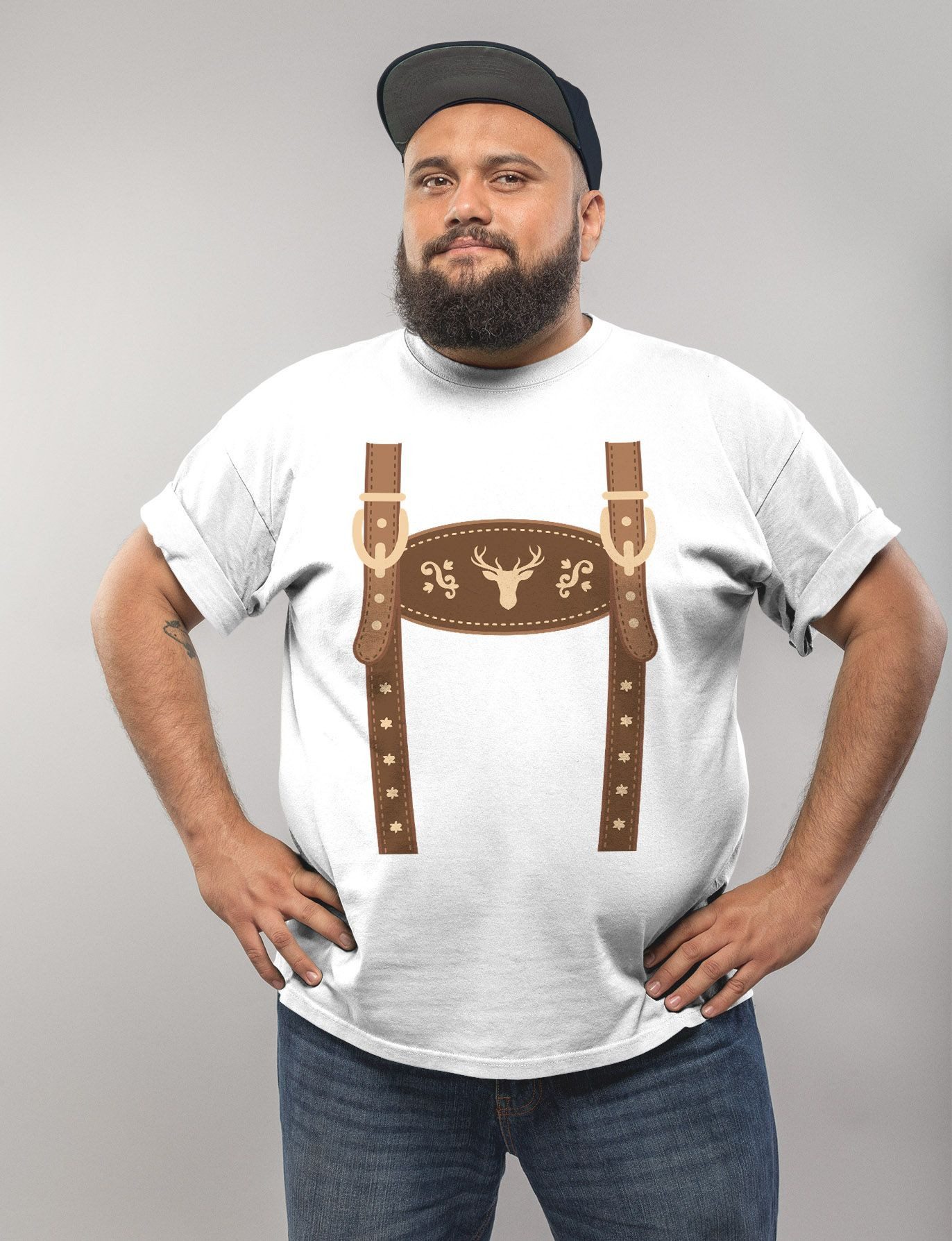 MoonWorks Print-Shirt Herren T-Shirt Lederhose Ersatz günstig online kaufen