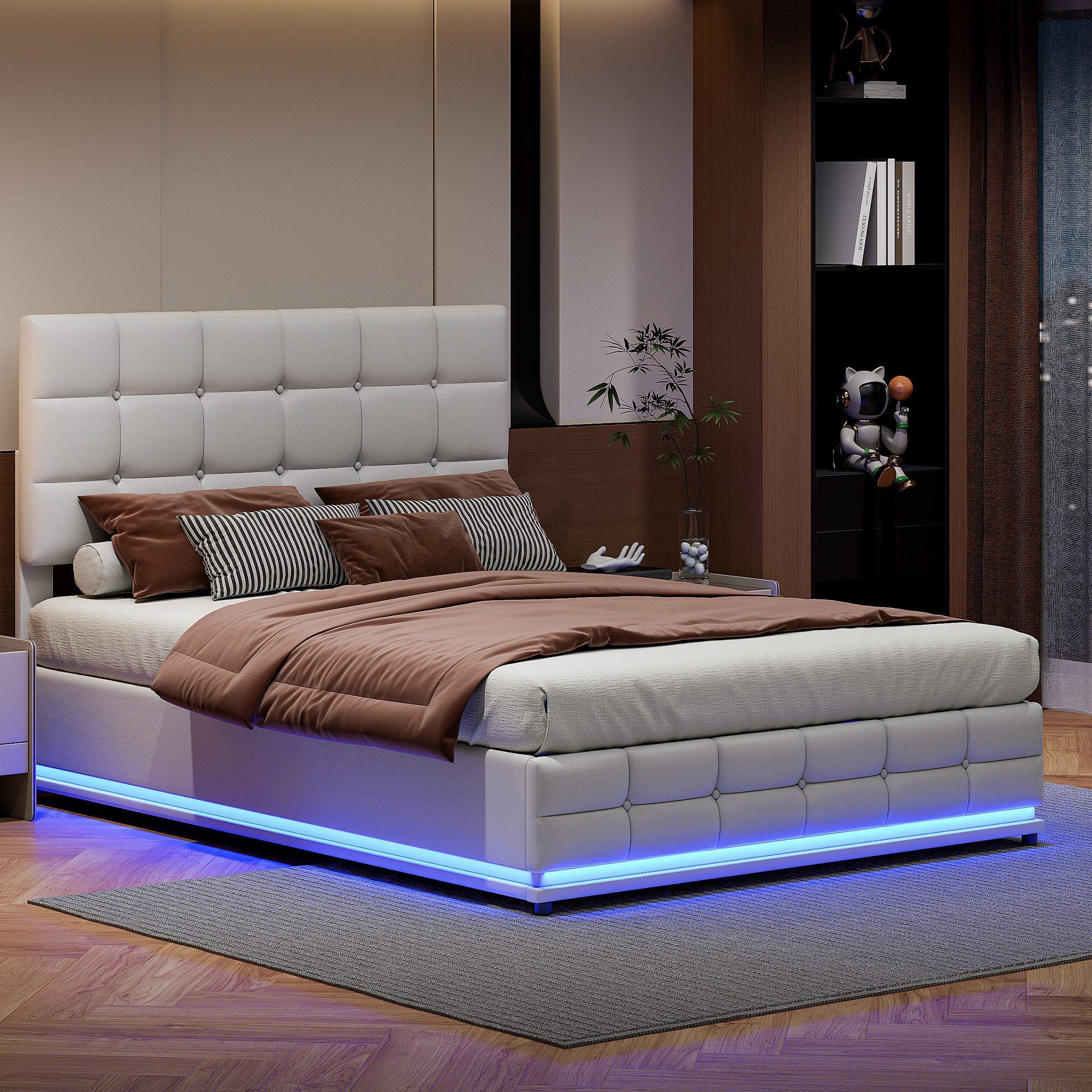 FUROKOY Polsterbett Modernes Bett mit LED aus hochwertigem Kunstleder,hydra günstig online kaufen