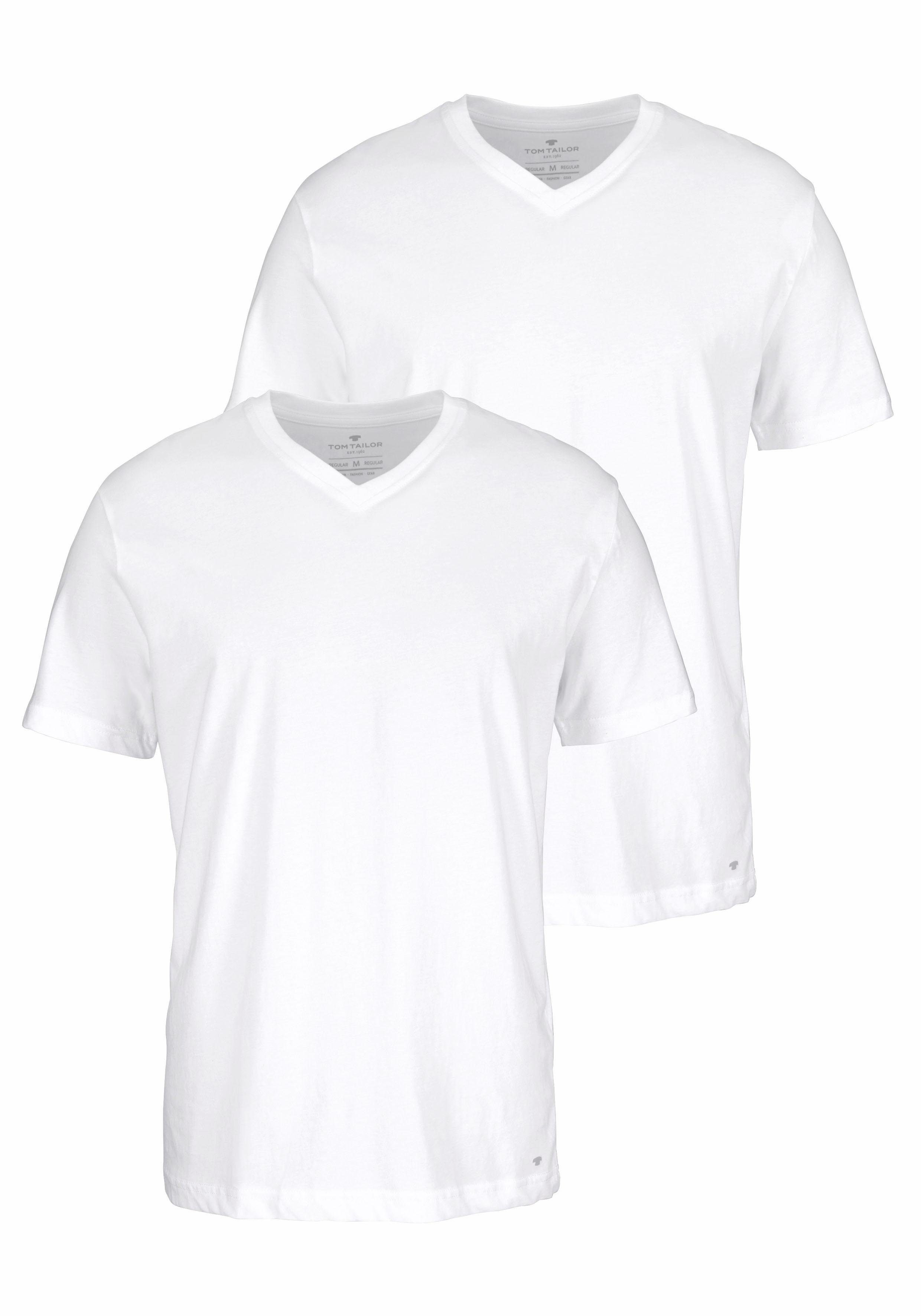 TOM TAILOR T-Shirt (2er-Pack) mit V-Ausschnitt