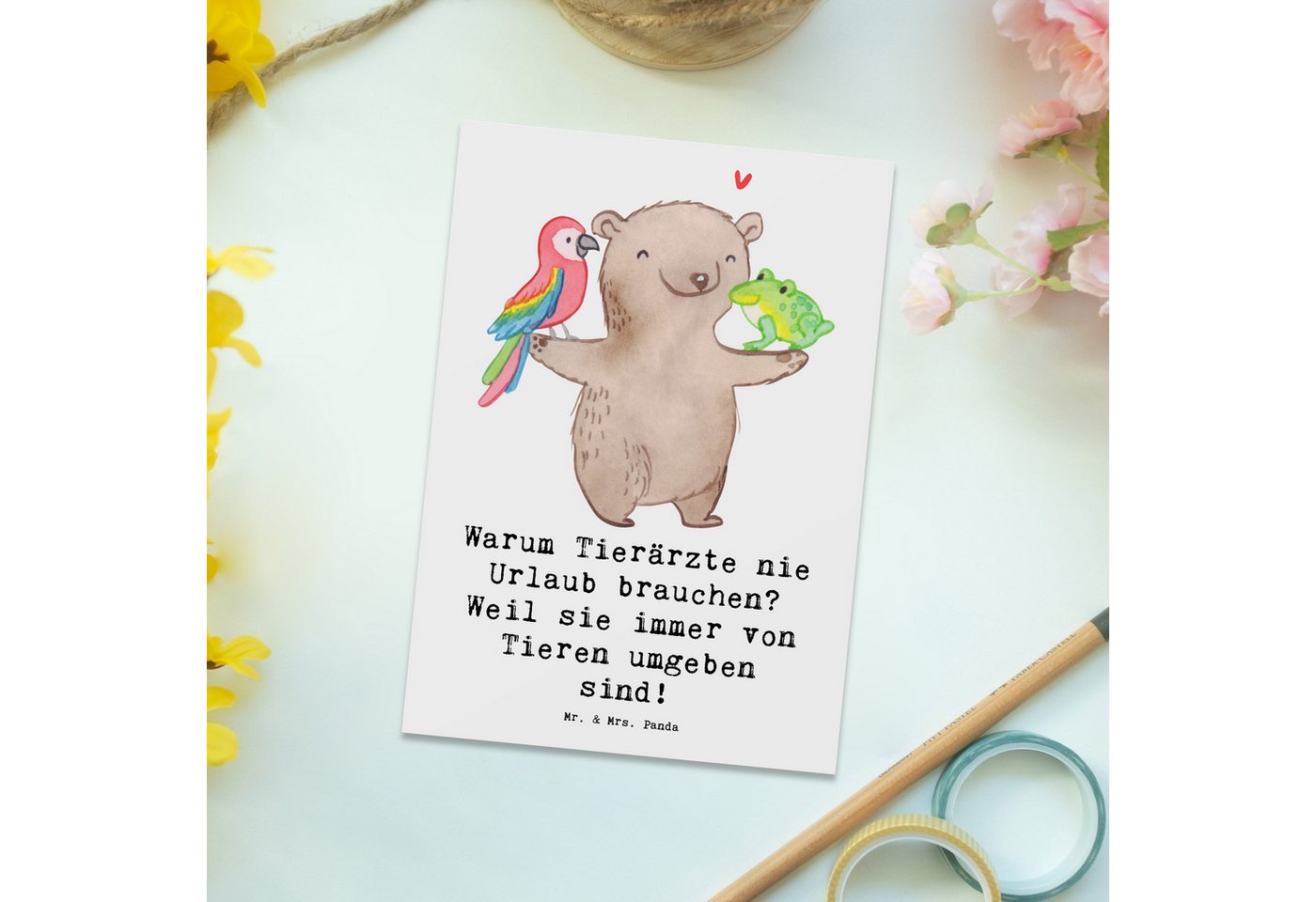 Thumbnail - Mr. & Mrs. Panda Postkarte Tierarzt Freude - Weiß - Geschenk, Tiere umgeben, Tiermedizin, Mr. &