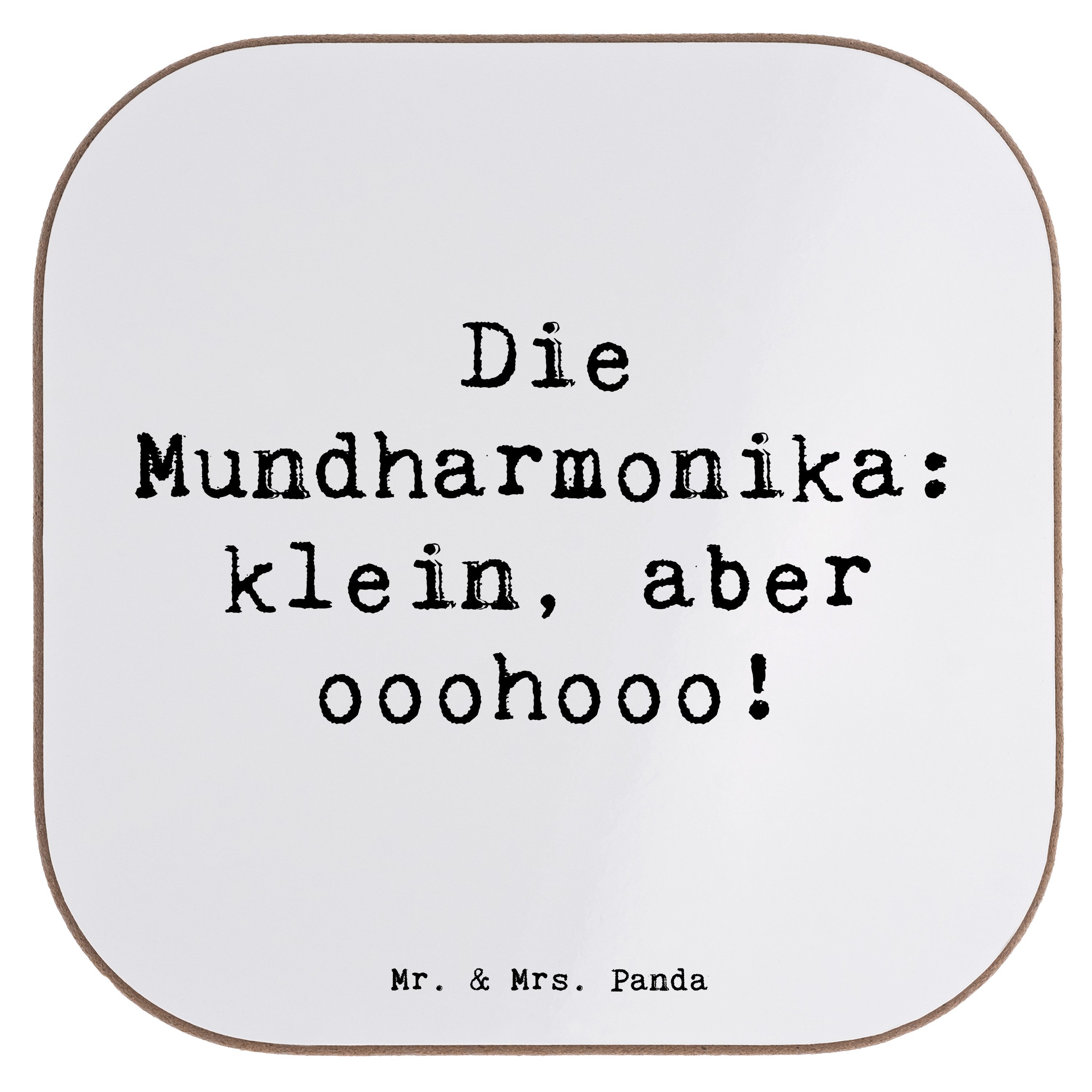 Mr. & Mrs. Panda Getränkeuntersetzer Die Mundharmonika – Klein, aber mit großem Klang - Weiß - Geschenk, A, 1-tlg., Robustes Material