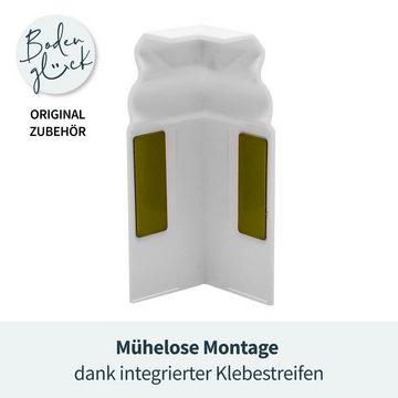 Bodenglück Sockelleisten-Aussenecke für Hamburger Sockelleiste, 2 Stück, 80mm, Selbstklebend, Einfache und schnelle Montage, Weiß