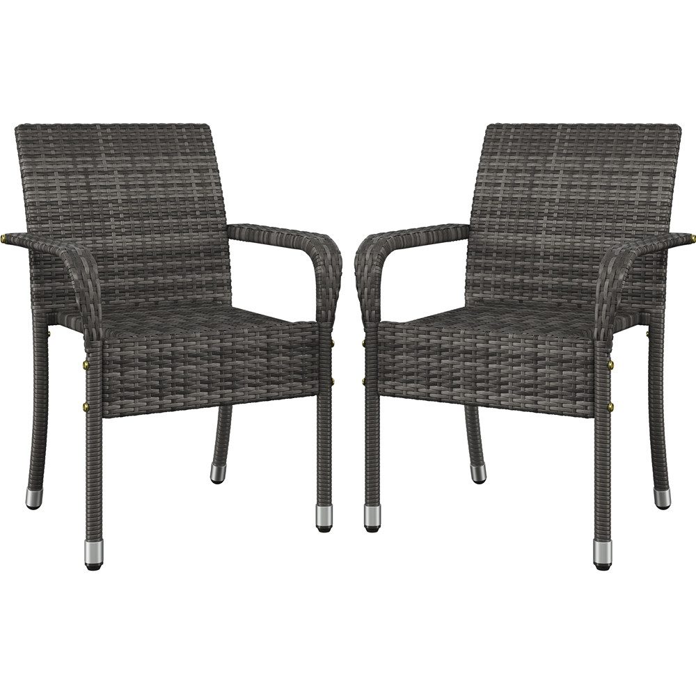 Yaheetech Gartenstuhl 2/4/6er-Set Esszimmerstuhl Rattan-Optik mit Metallbeinen (2 St), Küchenstuhl fürs Esszimmer/Balkon/Terrasse