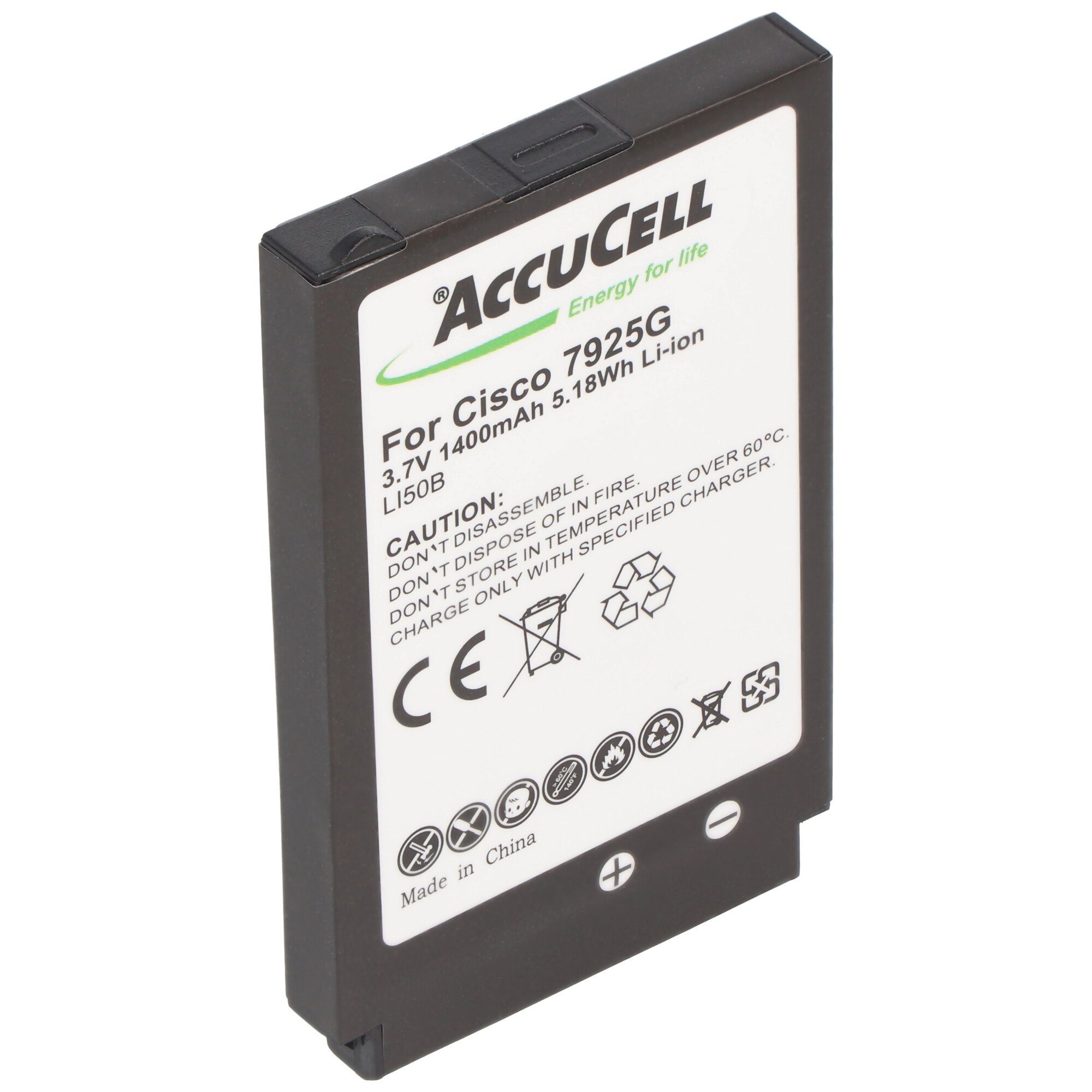 AccuCell Nachbau Akku passend für den Cisco 7925G Akku 7725, 74-5469-01, U8ZBA Akku 1500 mAh (3,7 V)