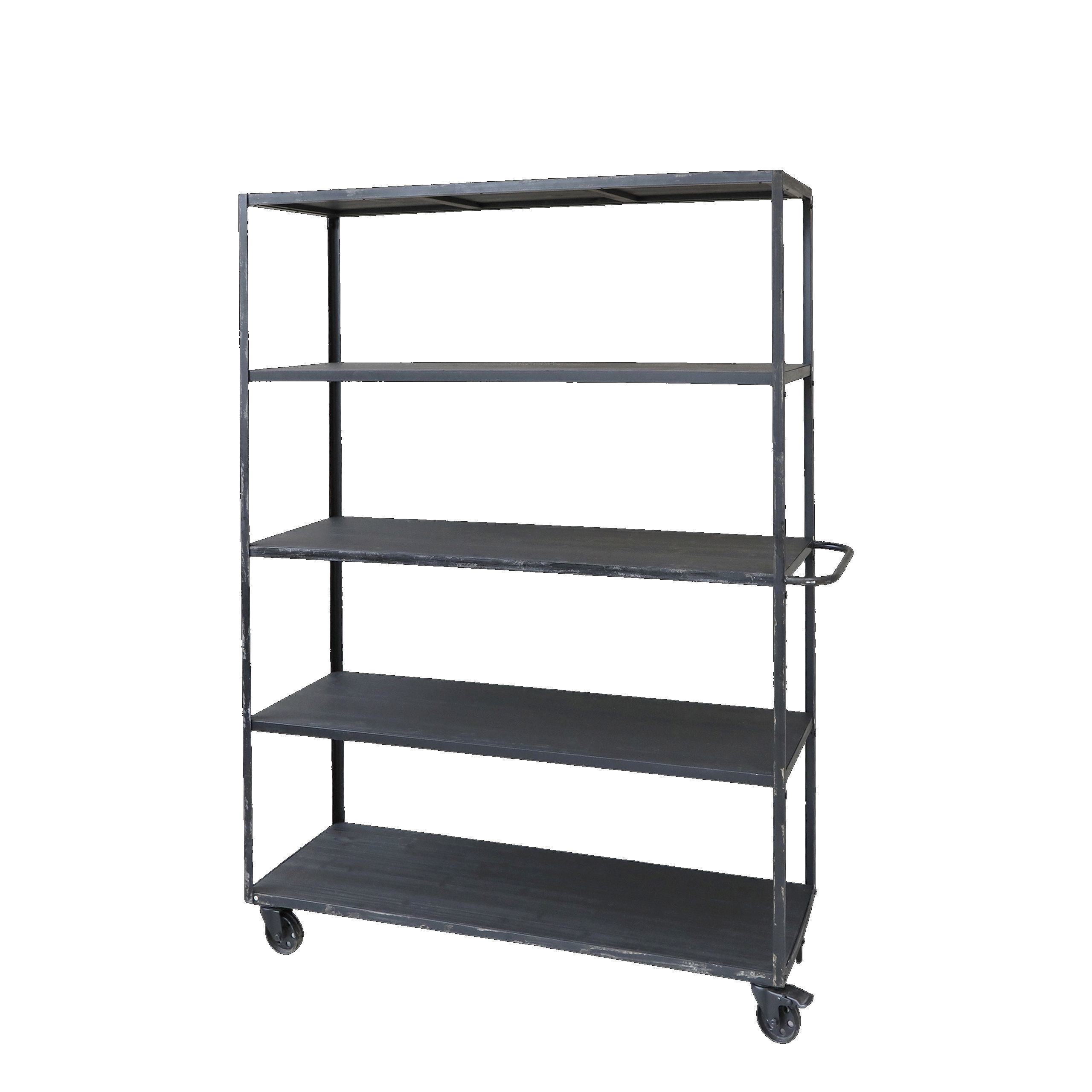 Chic Antique Regal Vintage Industrial Regal Küchenregal Oscar Antik-Schwarz auf Rädern