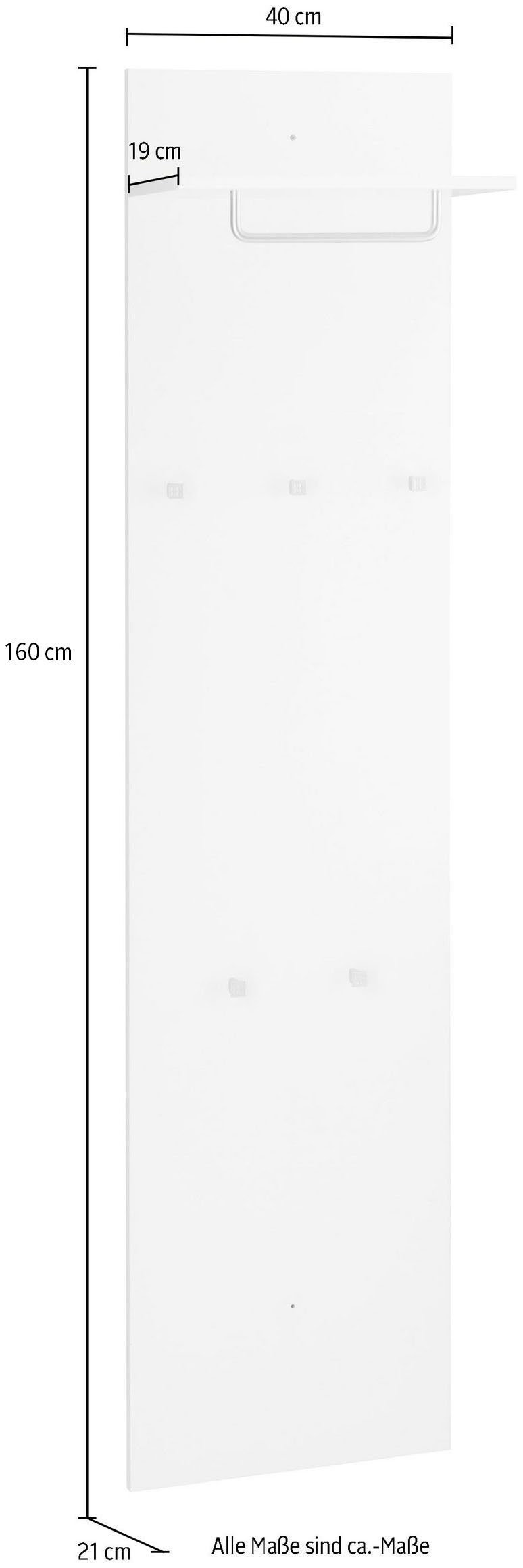 borchardt Möbel Garderobenpaneel Oliva, Höhe 160 cm matt weiß