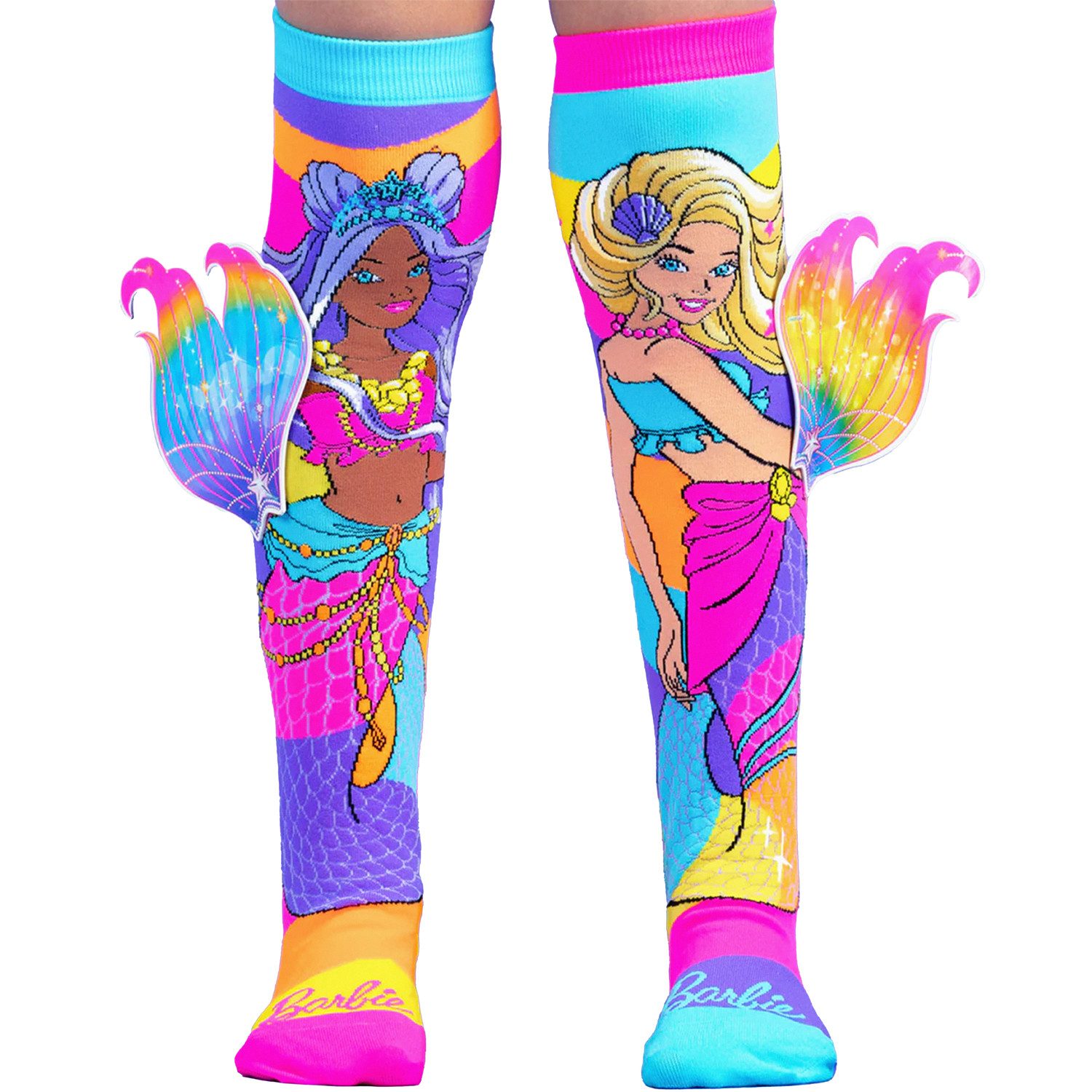 Heinrich Bauer Socken Barbie Meerjungfrauen Socken mit 3D-Flossen Bunt