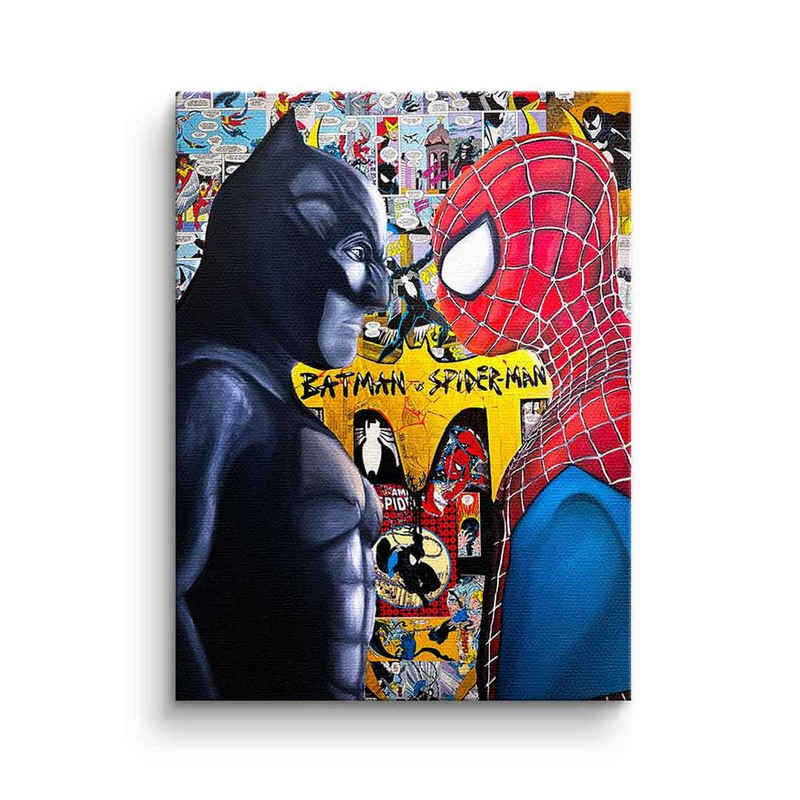 DOTCOMCANVAS® Leinwandbild Batman vs. Spider-Man, Leinwandbild Batman vs Spider-Man Comic Cartoon Wandbild interior
