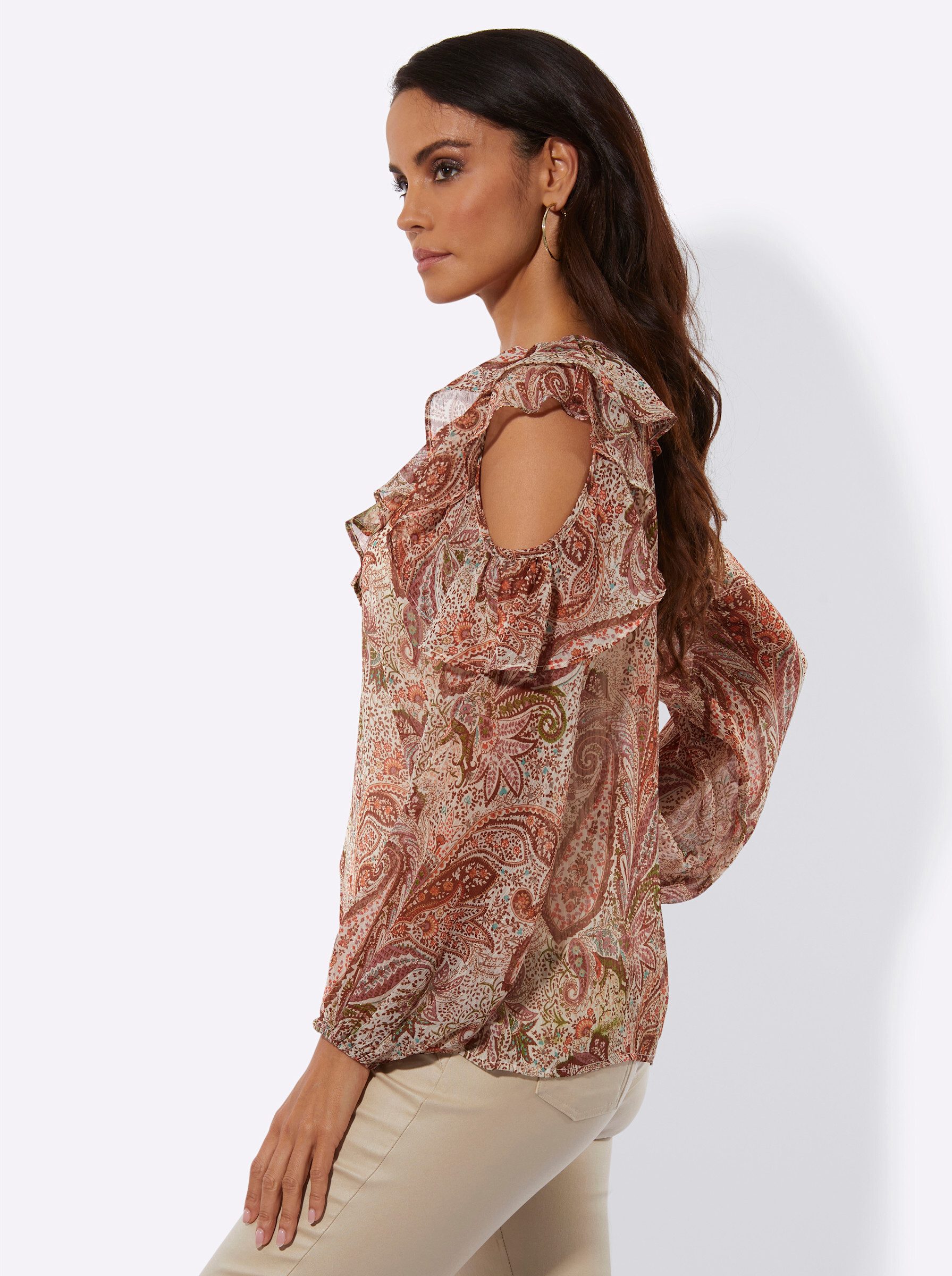 creation L Klassische Bluse Druck-Bluse Langarm