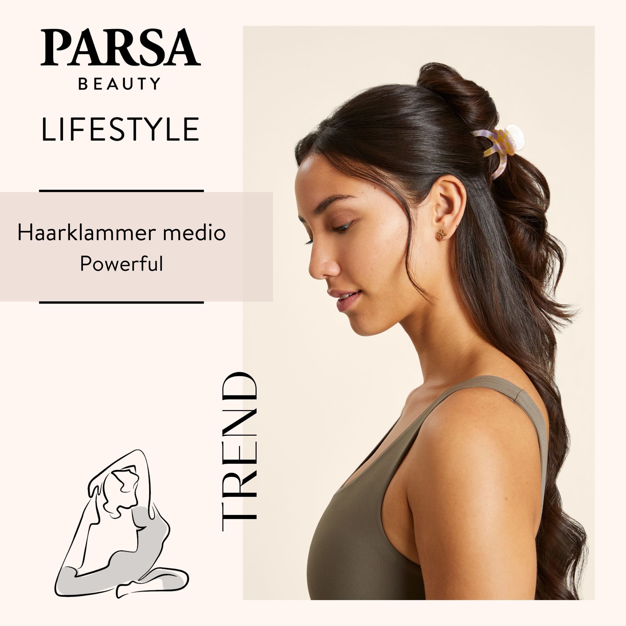 PARSA Beauty Haarklammer Lifestyle Pure Balance Haarklammer Medio mit Doppelverzahnung