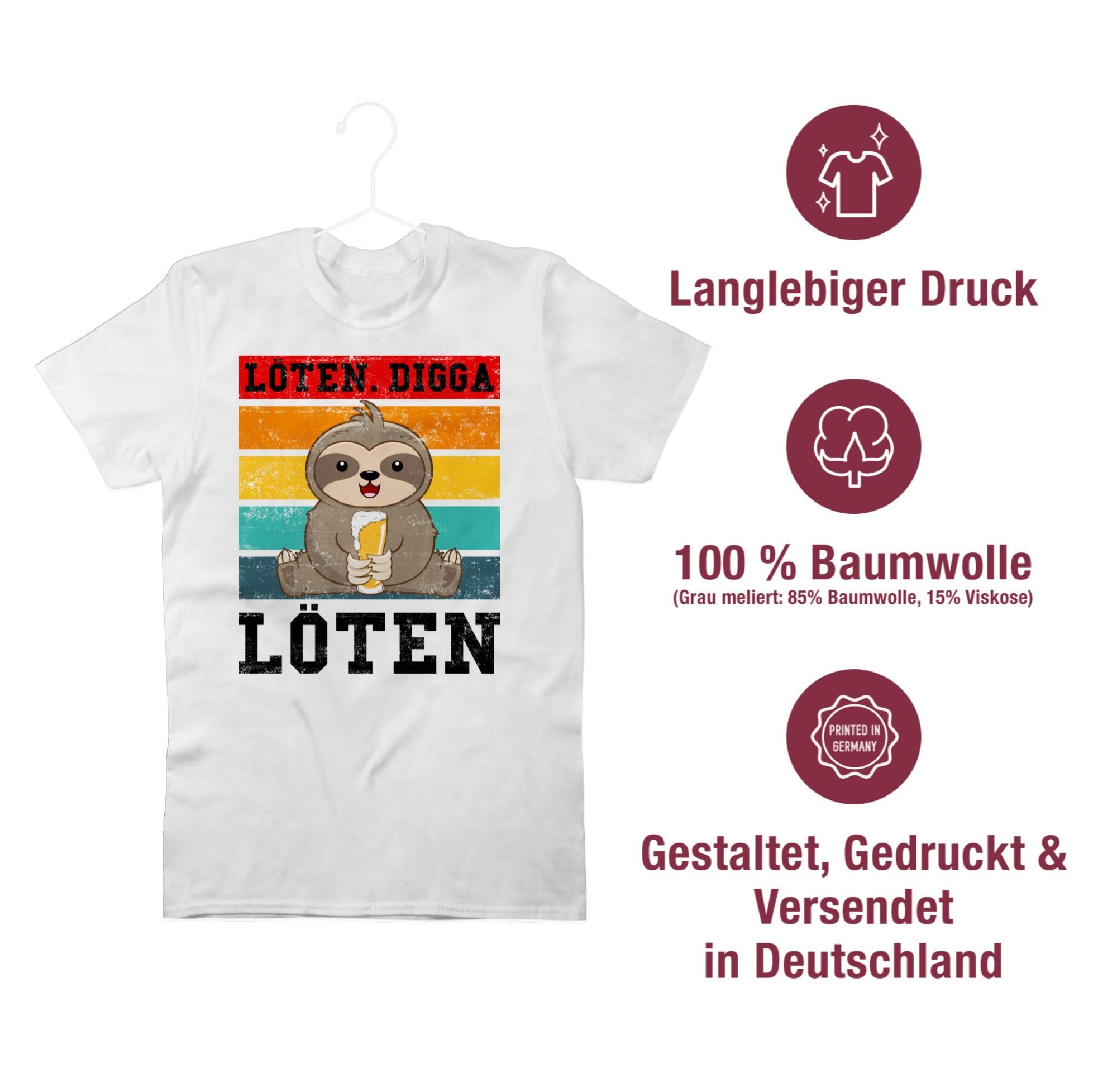 Shirtracer T-Shirt Löten Herren Weiß Digga Alkohol Party Vintage 1 Löten &
