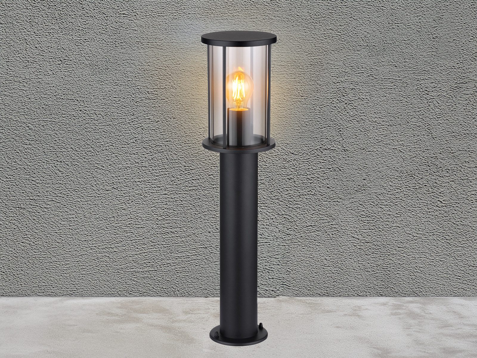 GLOBO LIGHTING LED Pollerleuchte, LED wechselbar, warmweiß, Wegbeleuchtung Garten-laterne aus Edelstahl & Rauchglas, Höhe 60cm