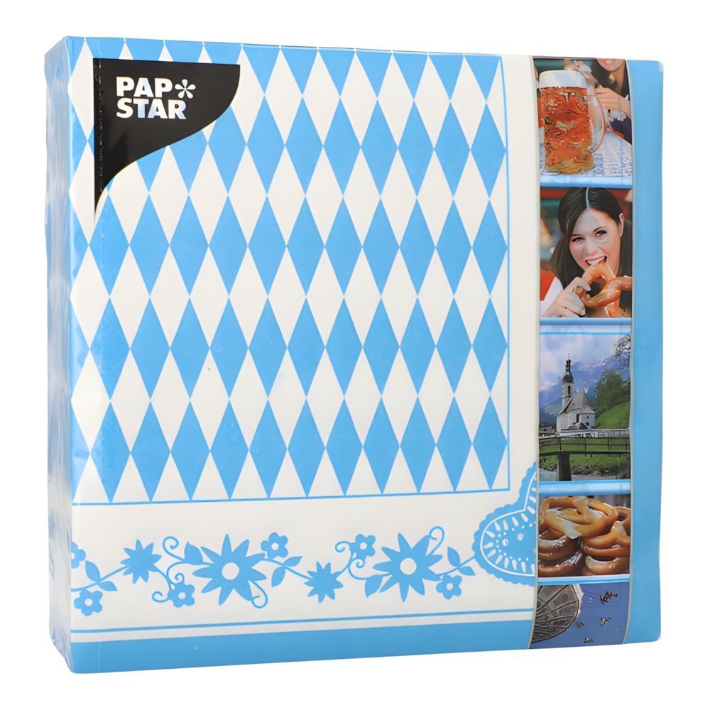 PAPSTAR Papierserviette Servietten 1/4-Falz 40 cm x 40 cm Bayrisch Blau 50 Stk
