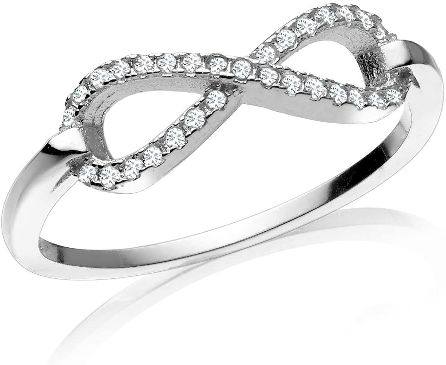 Karisma Fingerring Eternity Damenring aus 925 Silber mit Zirkonia – Pavébesetzt, – Silberfarben