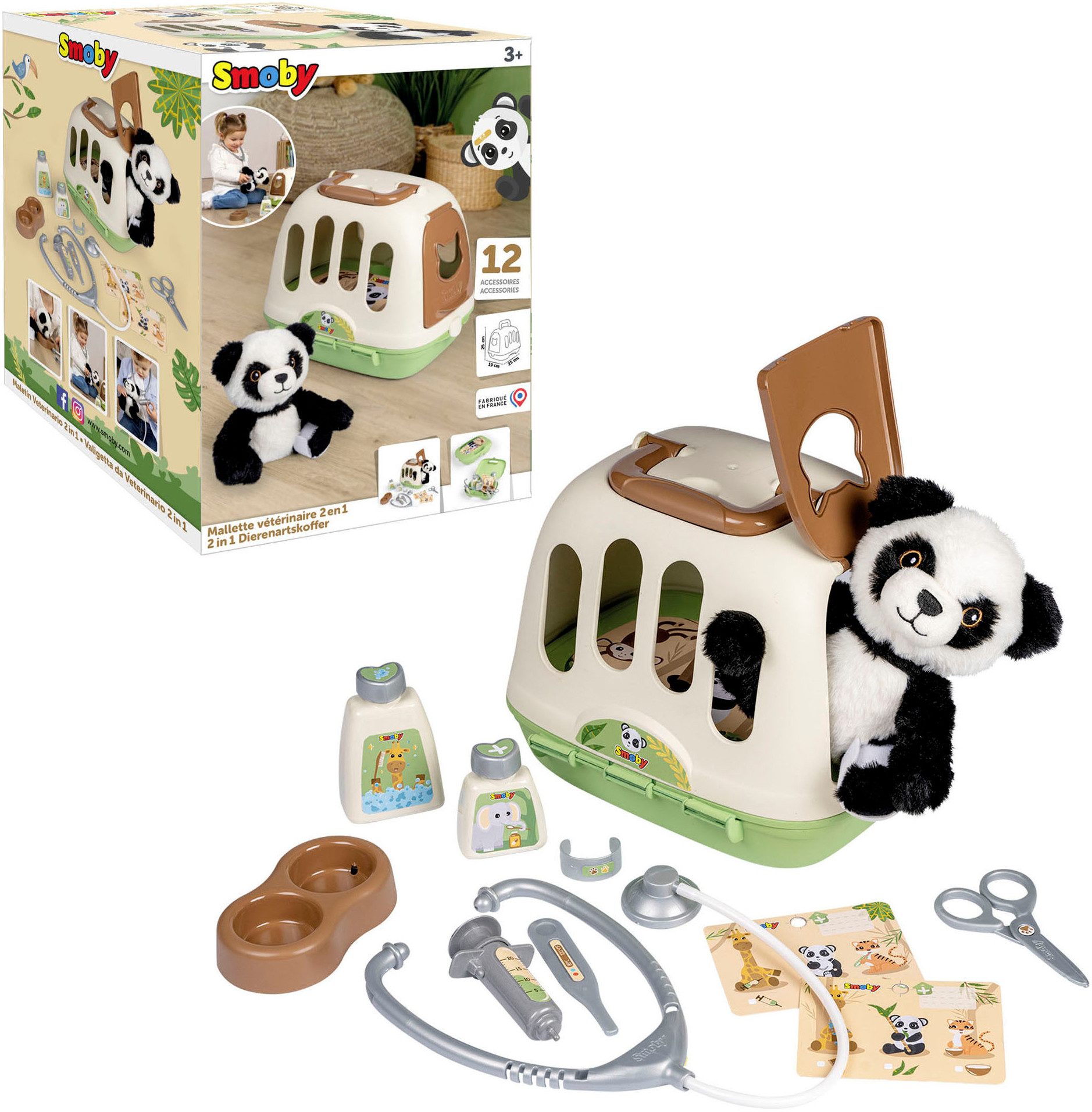 Smoby Spielzeug-Arztkoffer Tierarzt-Spielset im Koffer + Panda, Made in Europe
