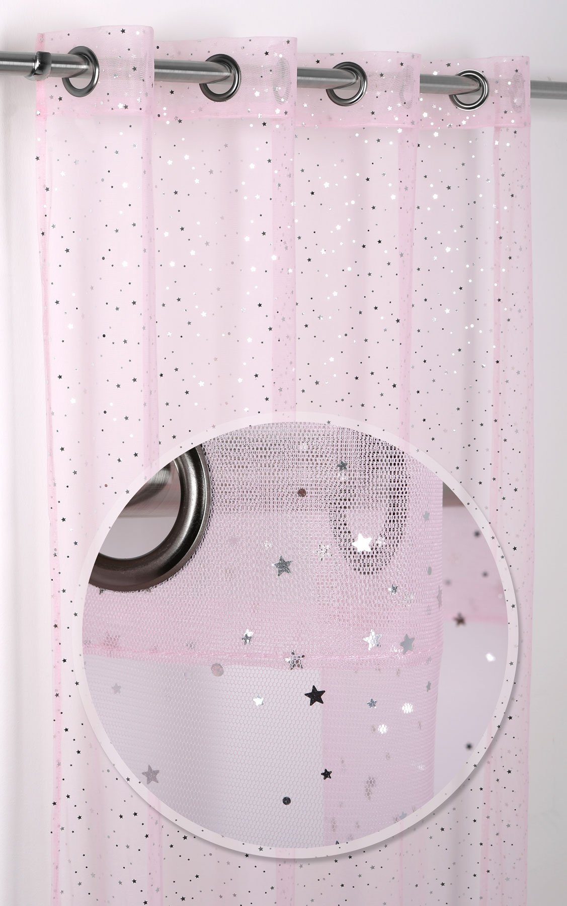 Beautex Gardine Luftiger Ösenschal mit Glitzer Sternen, Gardine mit Ösen 140x260 cm (1 St), Ösen, transparent