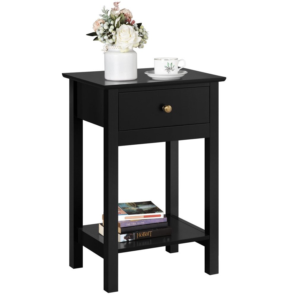 Yaheetech Nachttisch (1-St), Beistelltisch mit 1 Schublade & 1 Offener Ablage, 40 × 30 × 61 cm