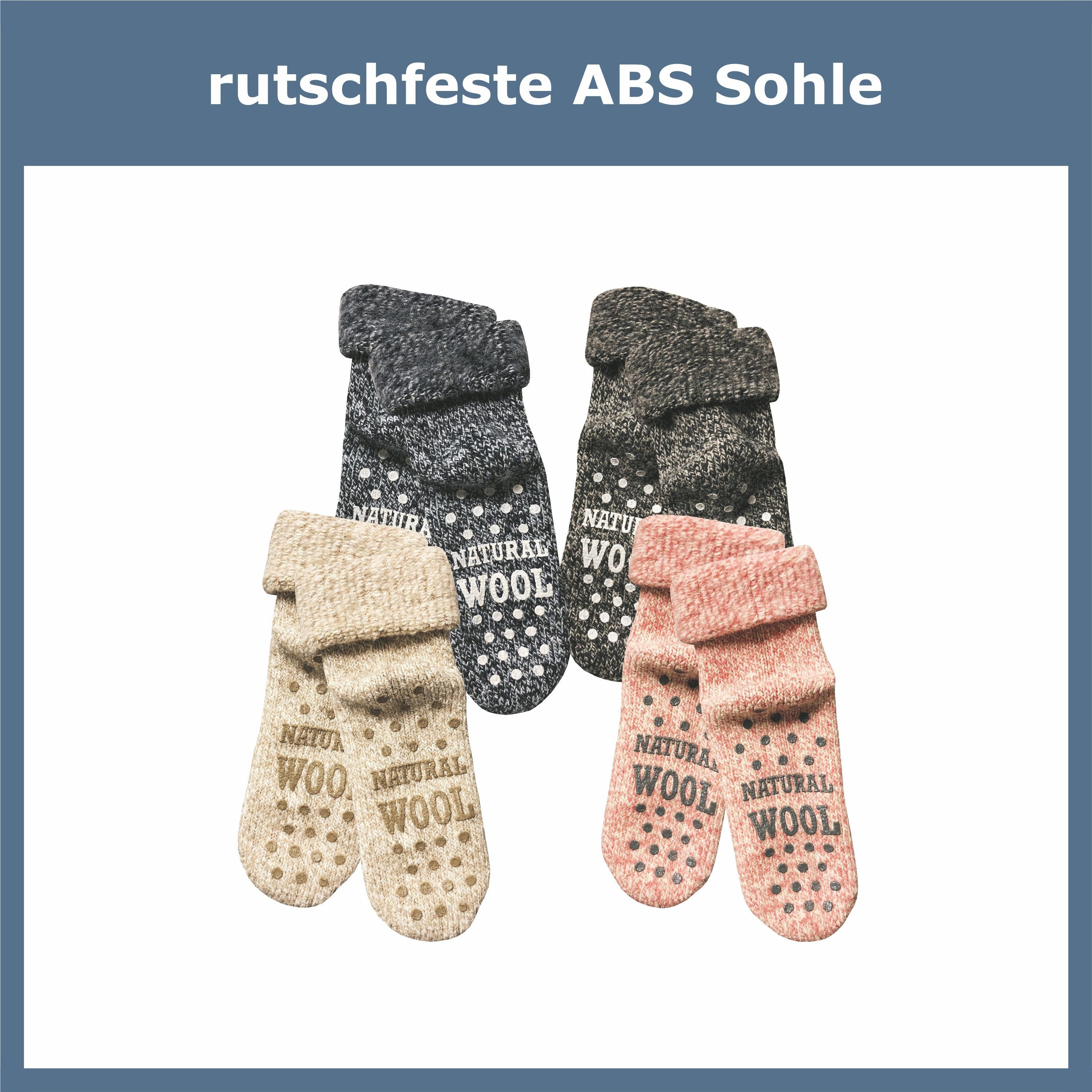 GAWILO ABS-Socken für Damen - Rutschfeste Haussocken mit Noppen - Dicke, warme Wolle (1 Paar) Warme Kuschelsocken aus Wolle helfen gegen kalte Füße - Stoppersocken