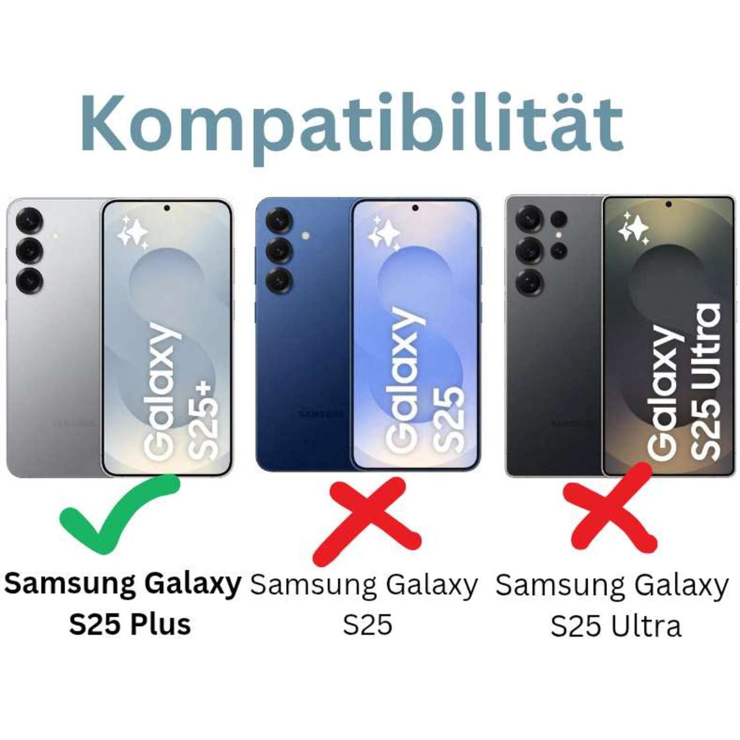 CLM-Tech Displayschutzglas 1X Schutzfolie für Samsung Galaxy S25 PLUS Panzerfolie 1X Kameraschutz für Samsung Galaxy S25+ 6,7 Zoll, 2er Set Kameraglas Panzergla – Bild 2 von 5